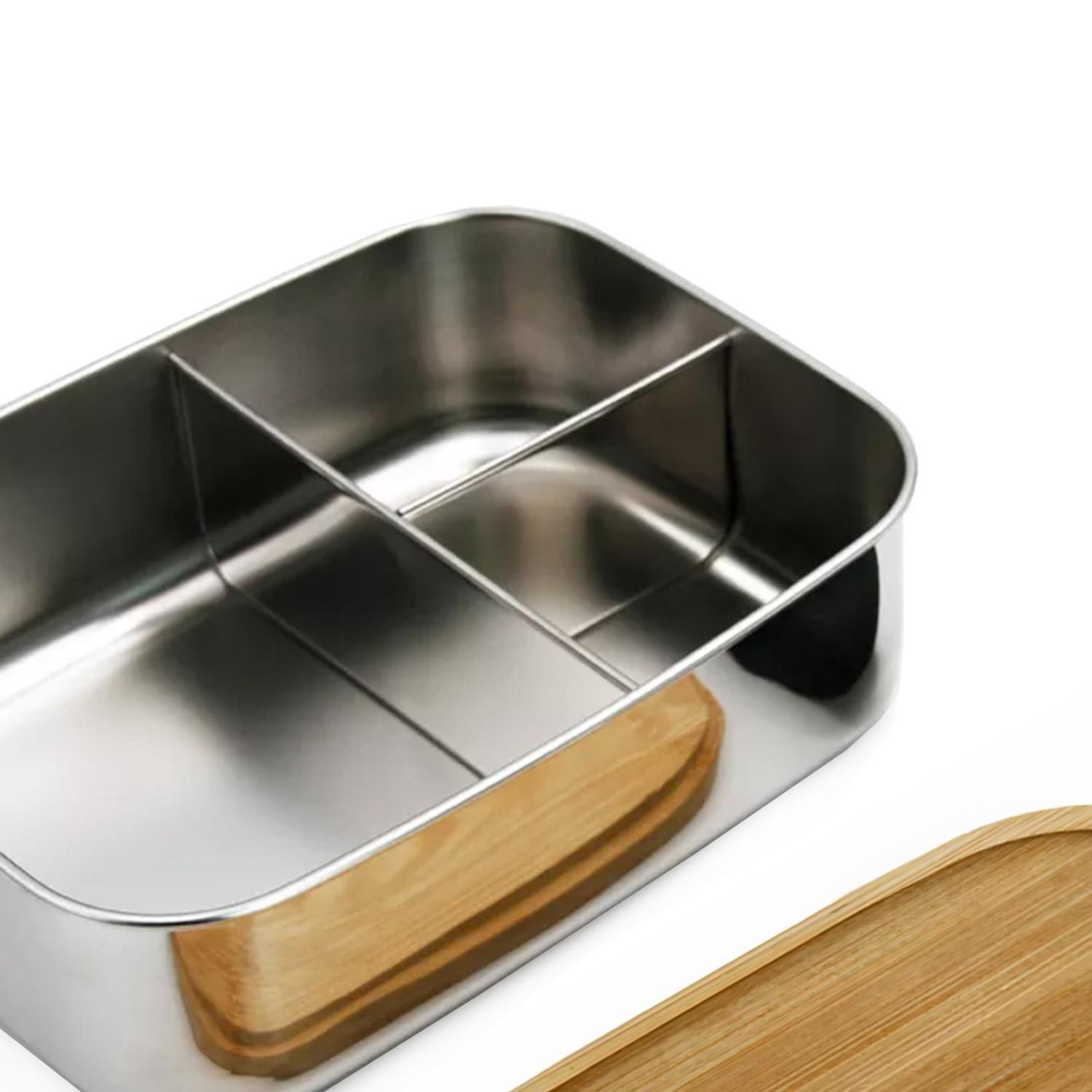 Tupper de Acero Inoxidable Tapa Madera 800 ml Simplit-3