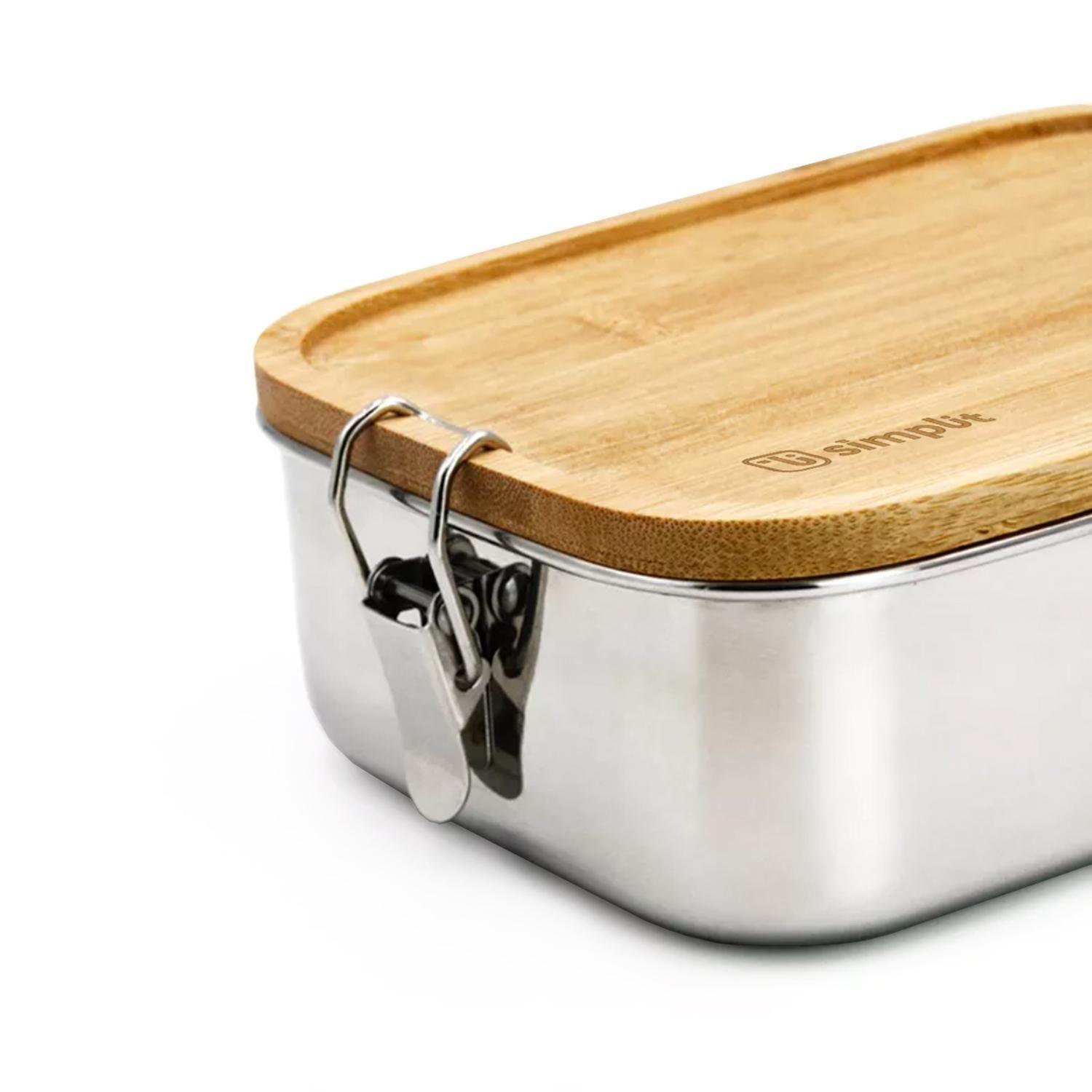 Tupper de Acero Inoxidable Tapa Madera 800 ml Simplit-4