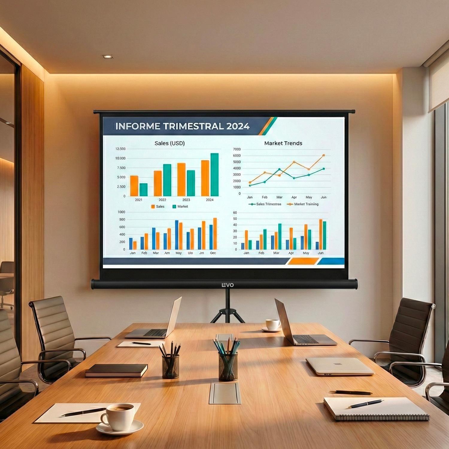 Telón Proyector 80 pulgadas 165 x 125 cm Negro LEVO-4