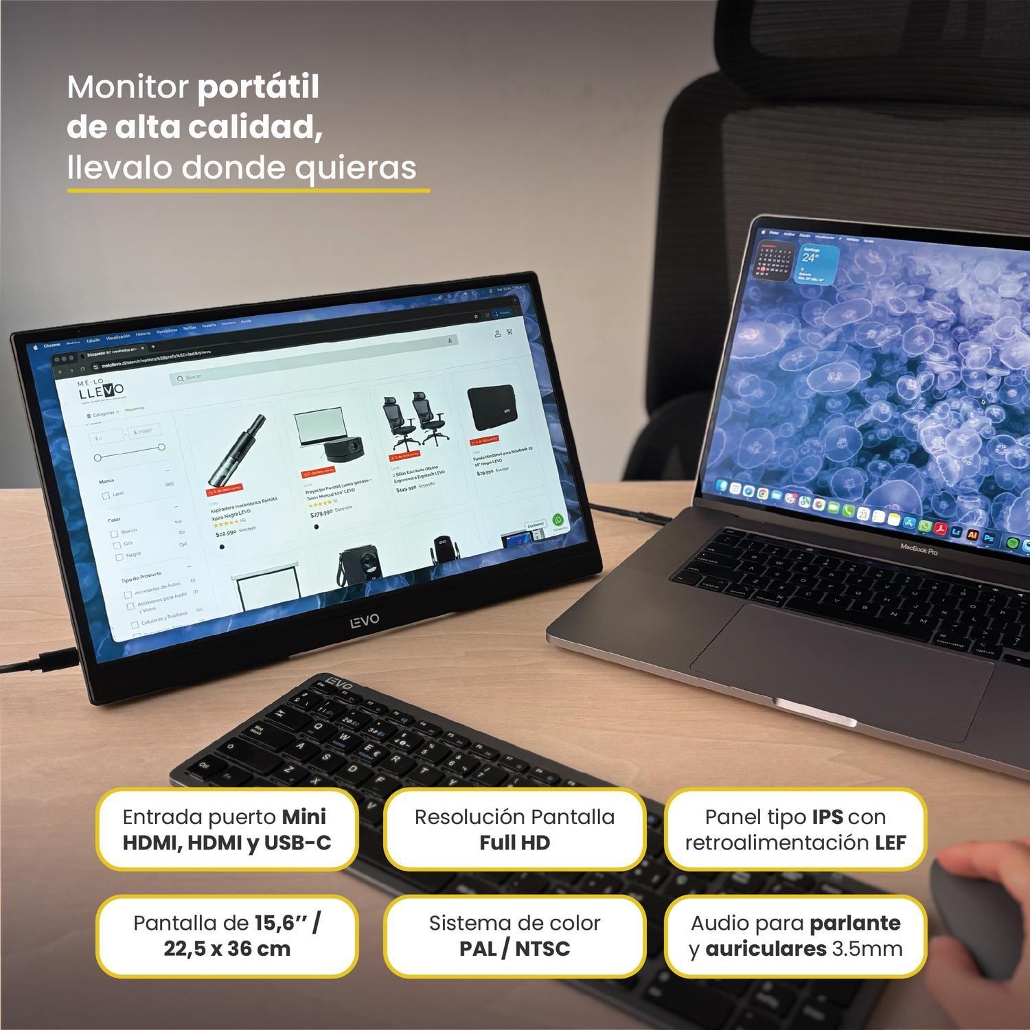 Pantalla Monitor Portátil 15.6 LED Full HD NexView LEVO-3