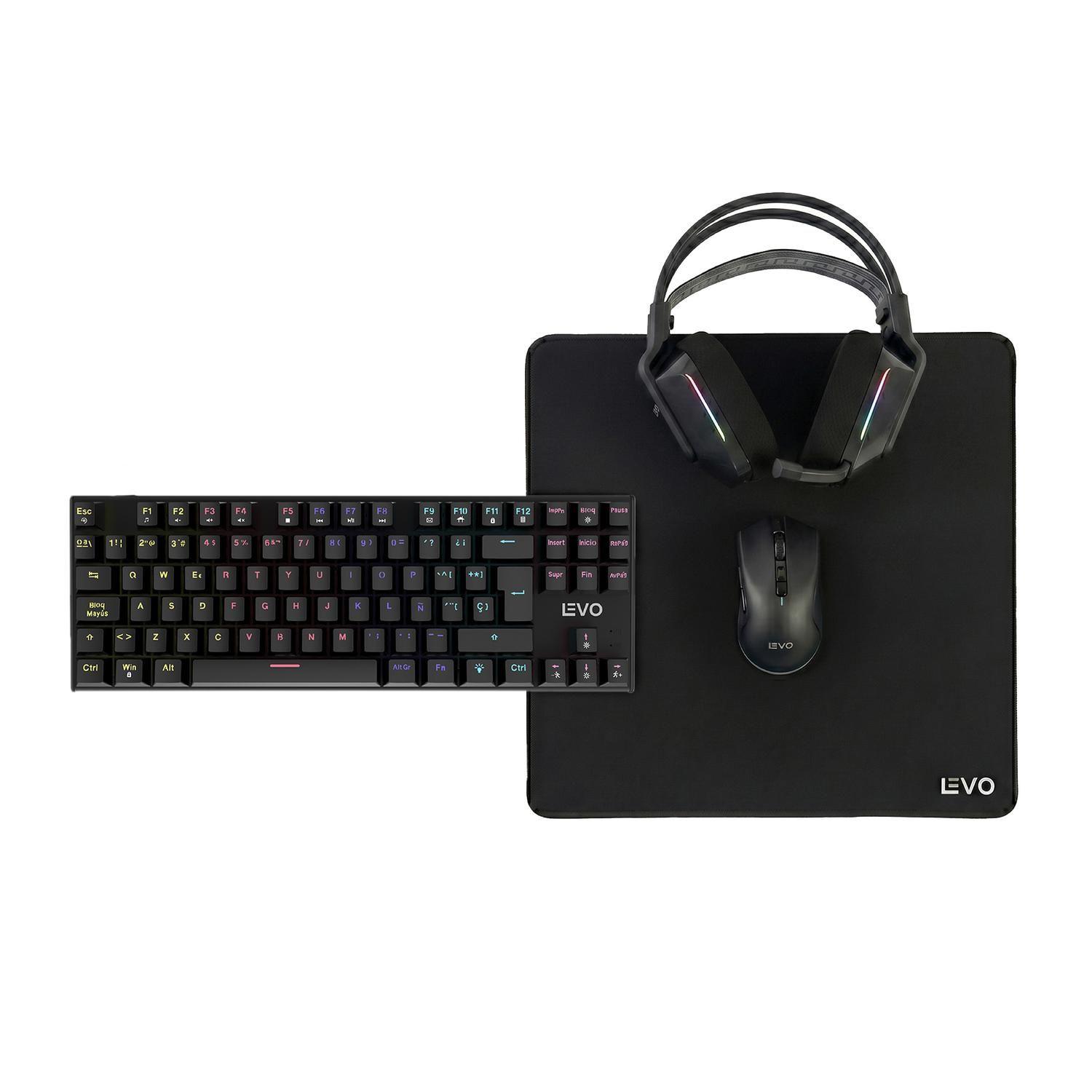 Kit Gamer Teclado + Mouse + Audifono + Mousepad L LEVO-0