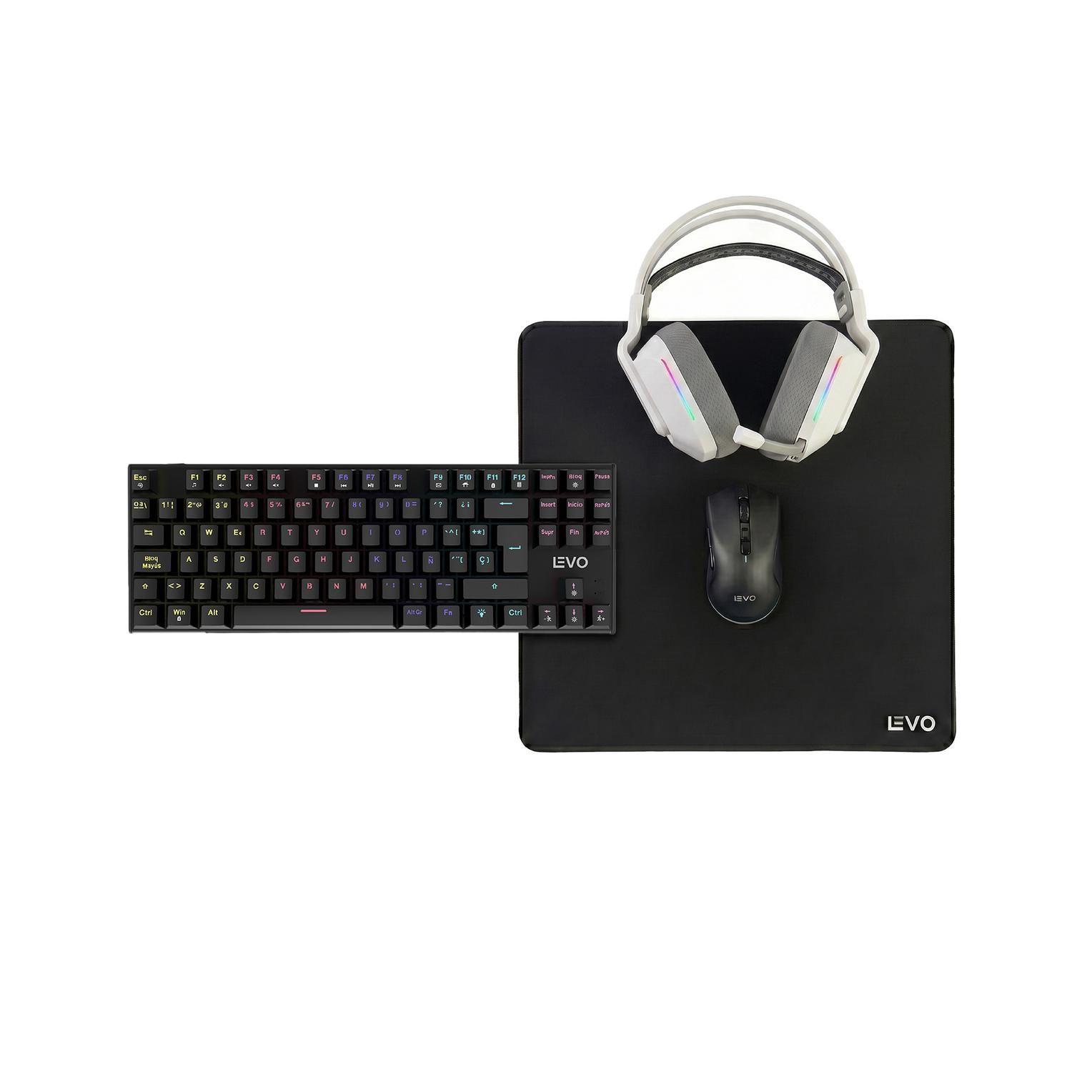 Kit Gamer Teclado + Mouse + Audifono + Mousepad L LEVO-0