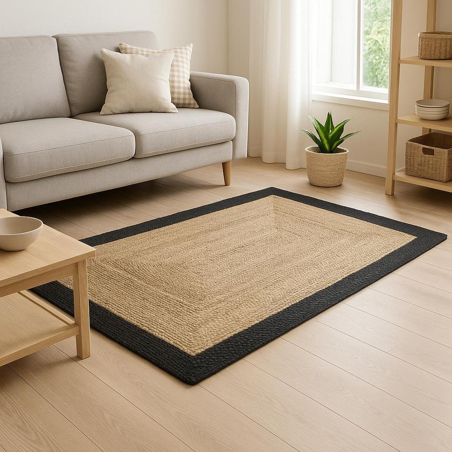 Alfombra de Yute con Borde Negro 120x170 cm Atmosphera-3