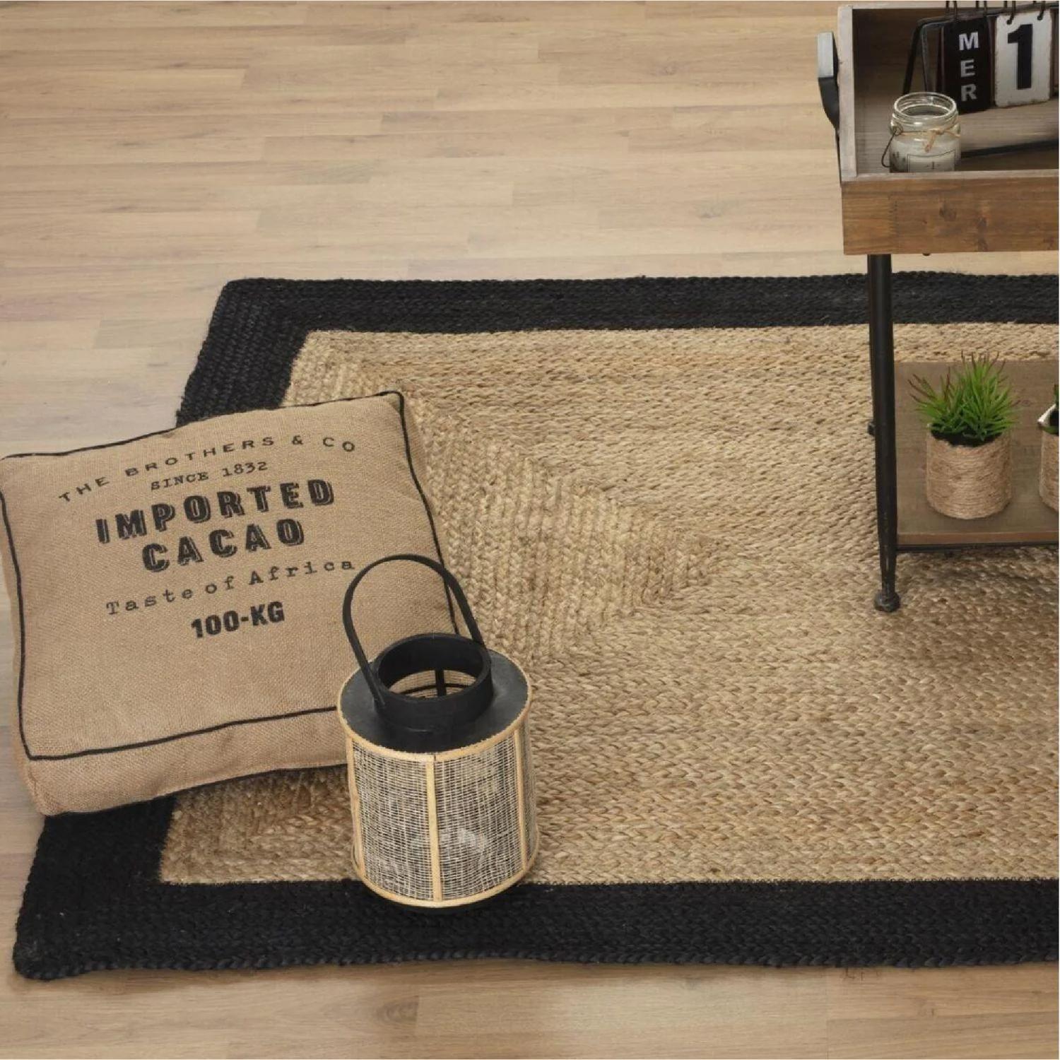 Alfombra de Yute con Borde Negro 120x170 cm Atmosphera-3