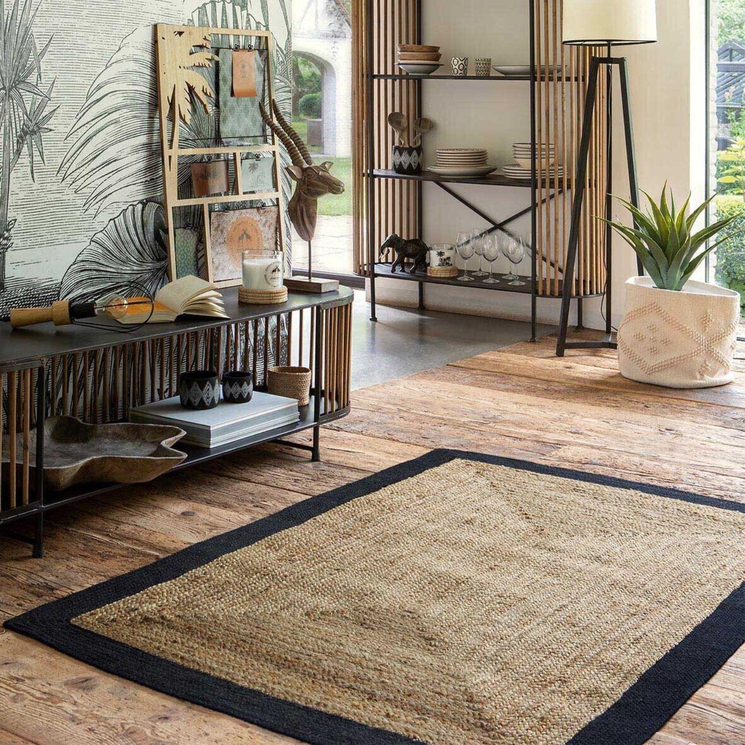 Alfombra de Yute con Borde Negro 120x170 cm Atmosphera-5