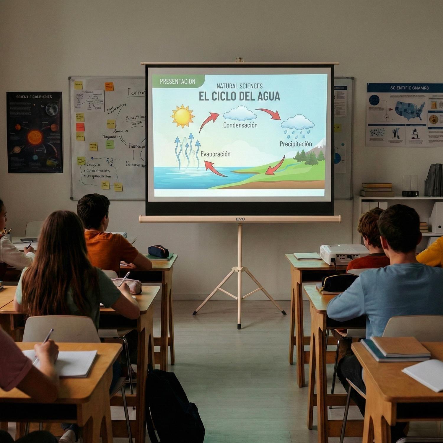 Proyector Portátil Nova 9000lm + Telón Manual 60" LEVO-5