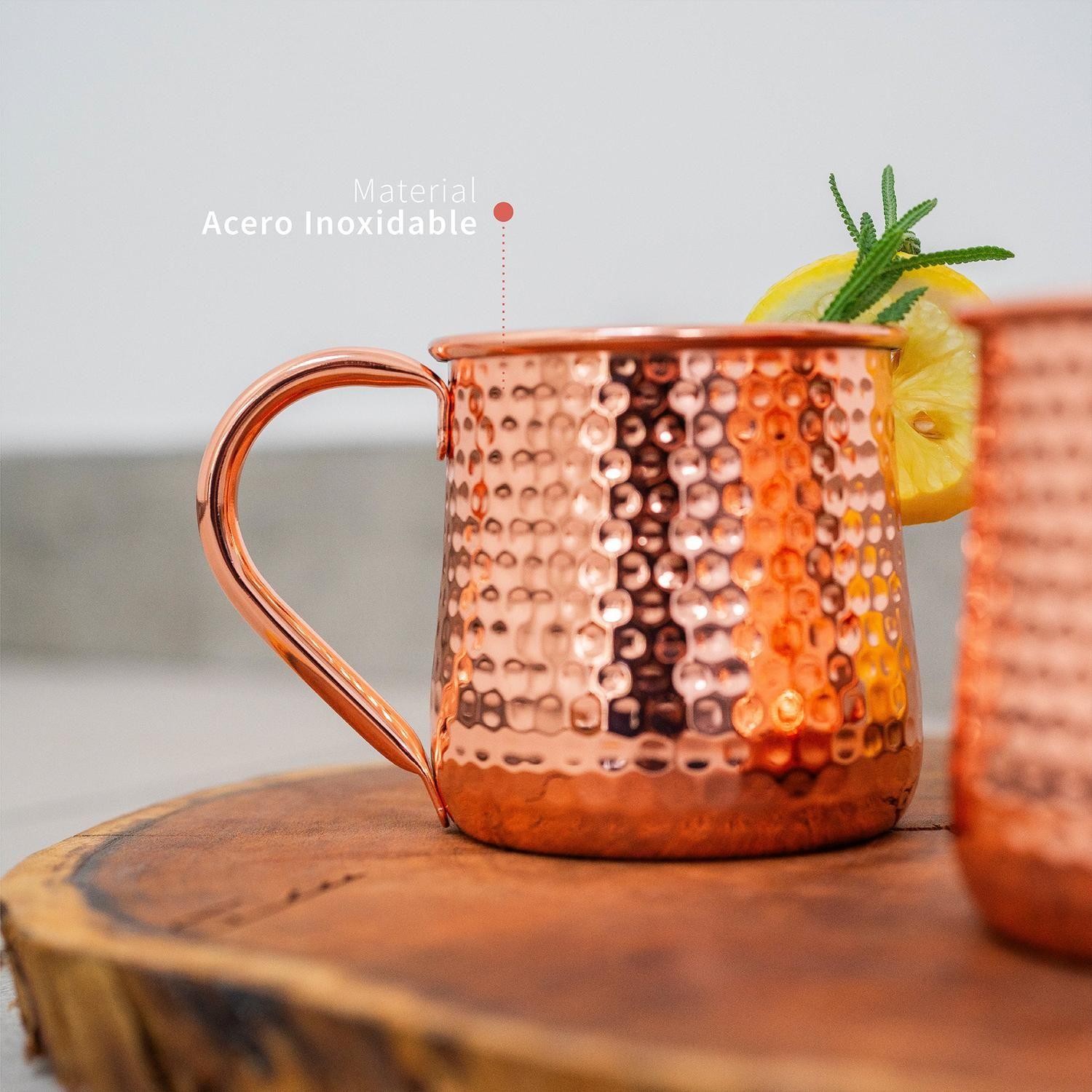 Set 4 Vasos Moscow Mule Mojito Mug Cobre + Bombillas Simplit-4