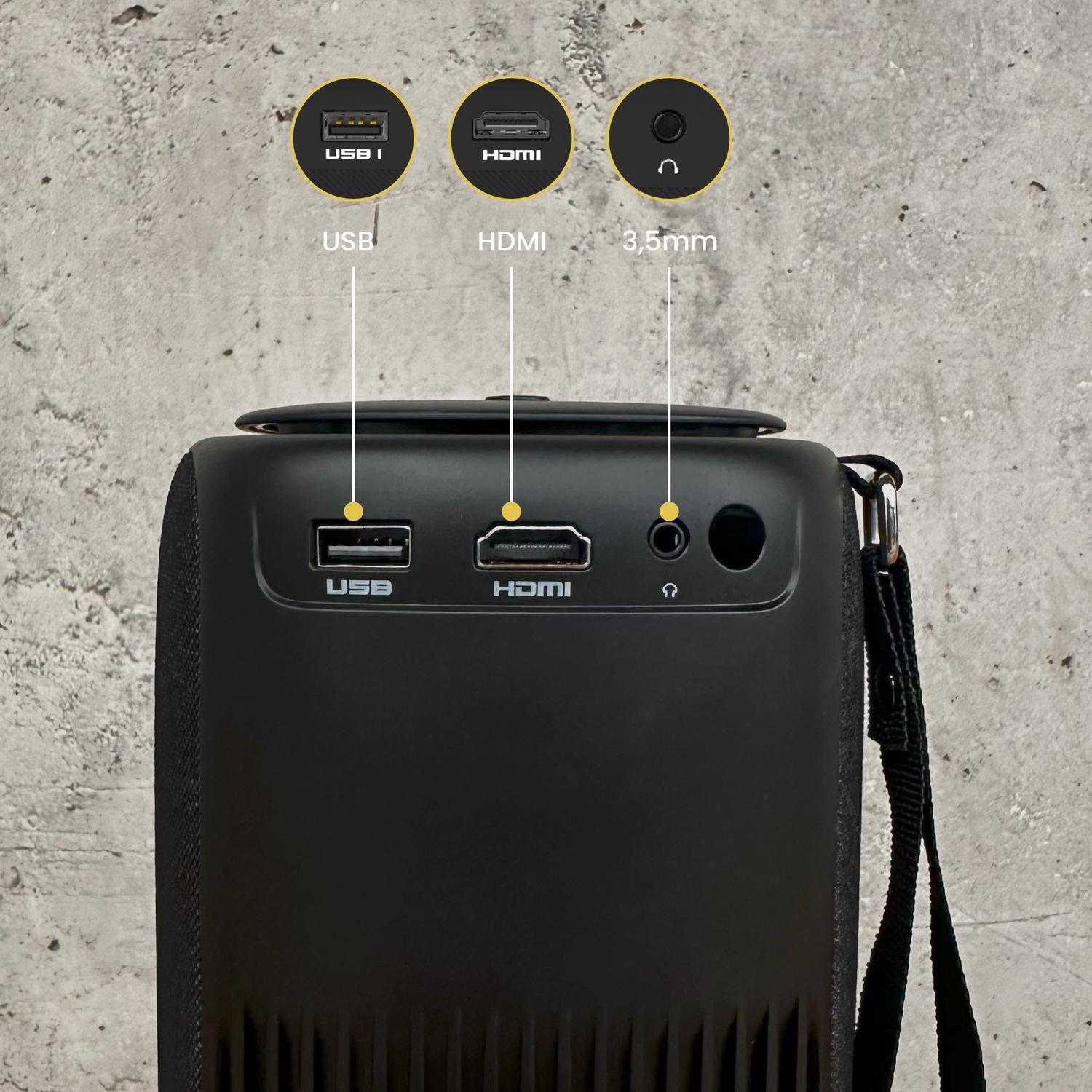 Proyector Portátil Nova 9000lm + Telón 100" LEVO-2