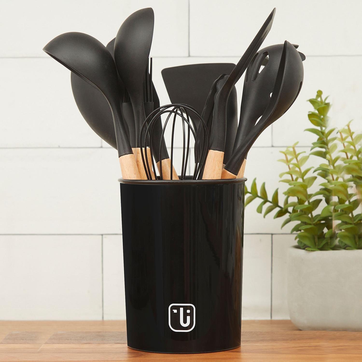 Batería Cocina Classic 8 pzs + Set 12 Utensilios Negro-4