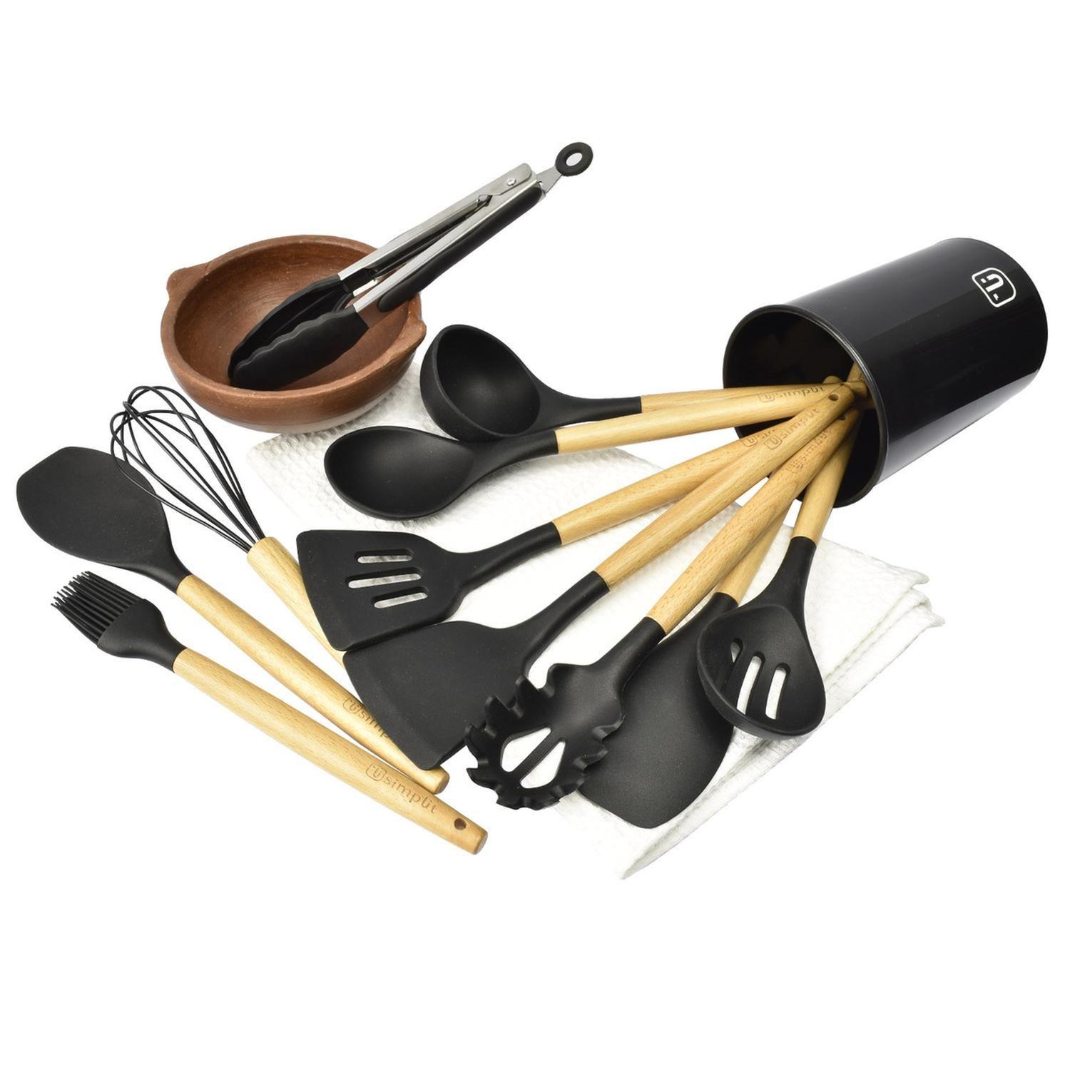 Batería Cocina Classic 8 pzs + Set 12 Utensilios Negro-5