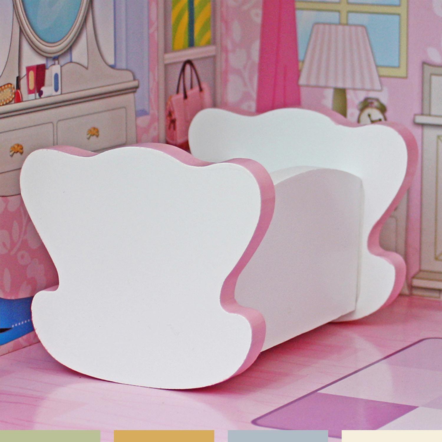 Casa De Muñecas Clásica Madera Rosada Con Accesorios Bandú-5