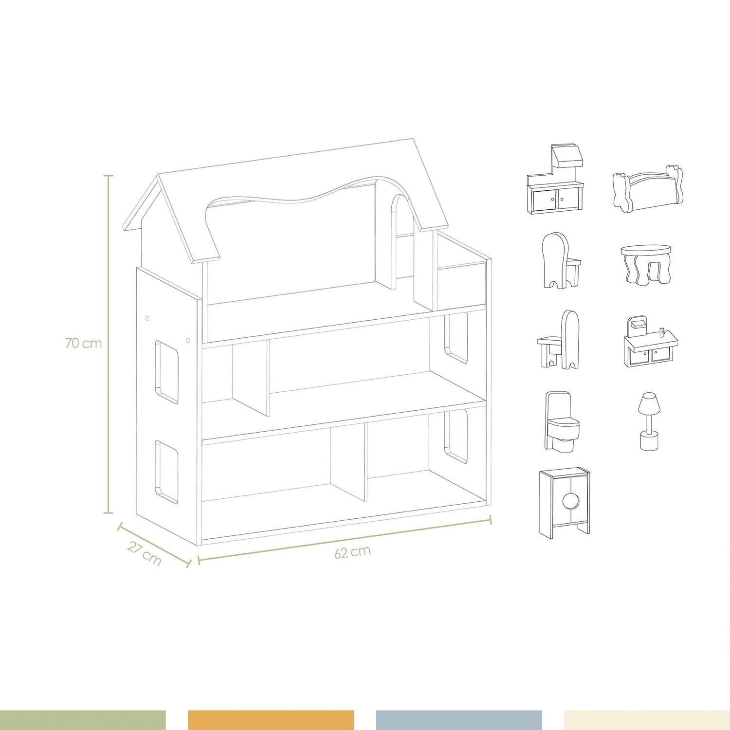 Casa De Muñecas Clásica Madera Rosada Con Accesorios Bandú-7