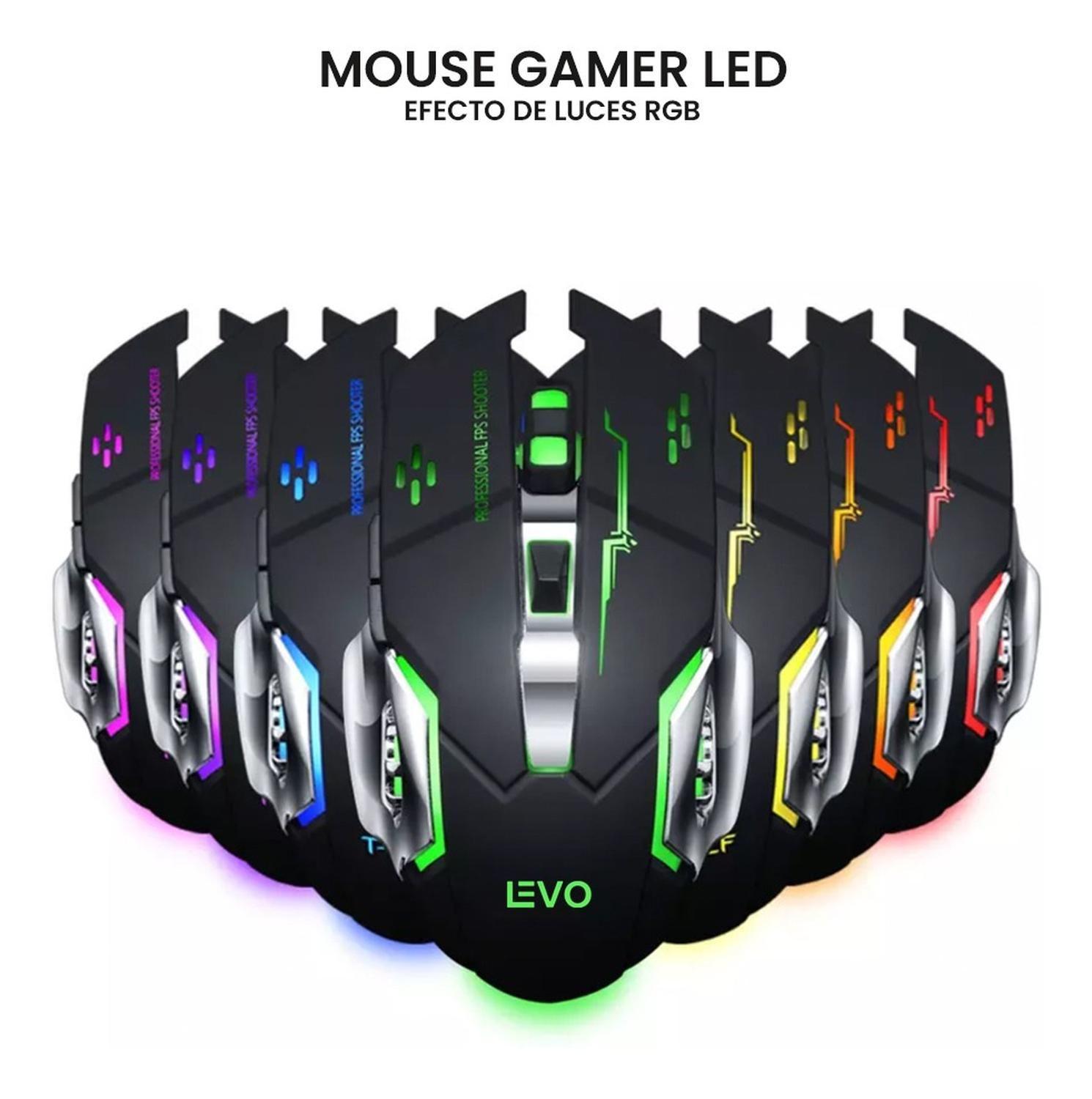 Mouse Gamer Inalámbrico 6 botones Luz Led Levo-4