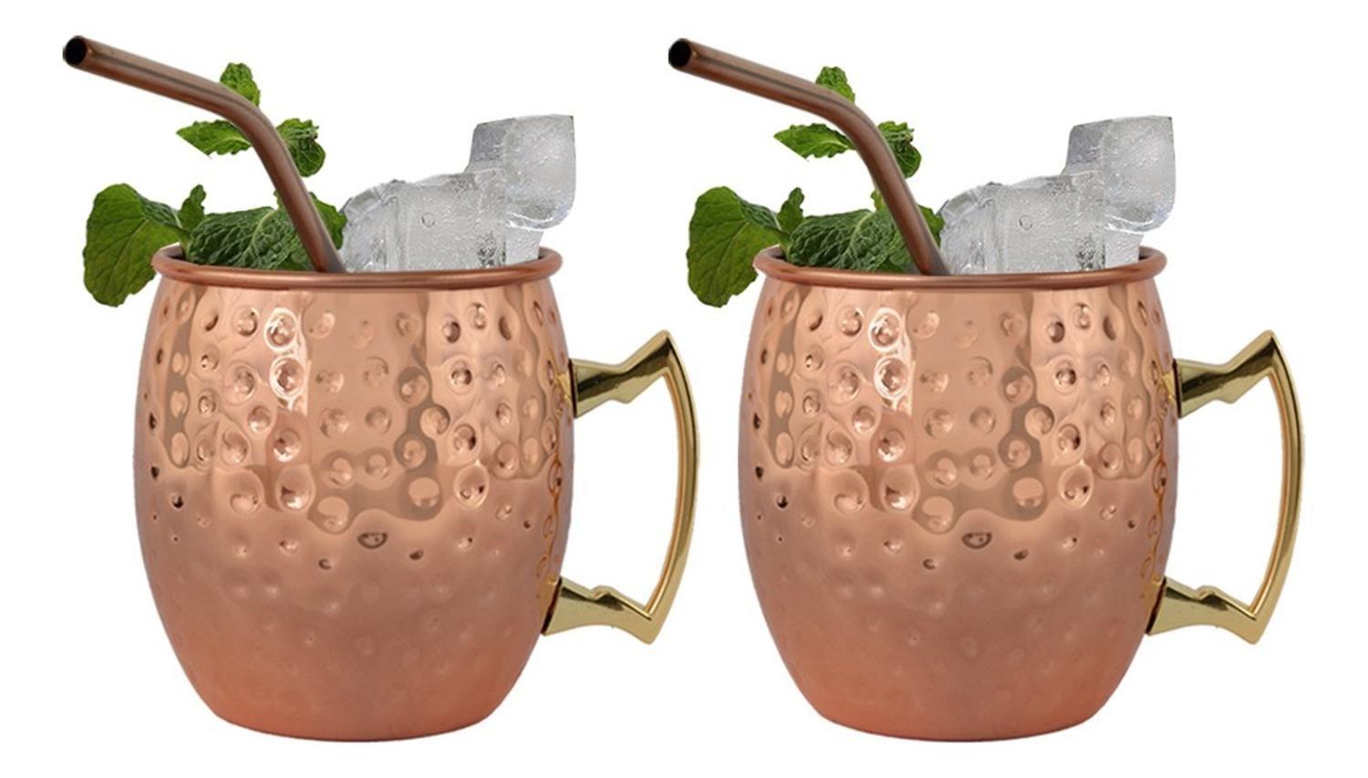Set 2 Vasos Moscow Mule Mug Cobre + Bombillas Simplit-2