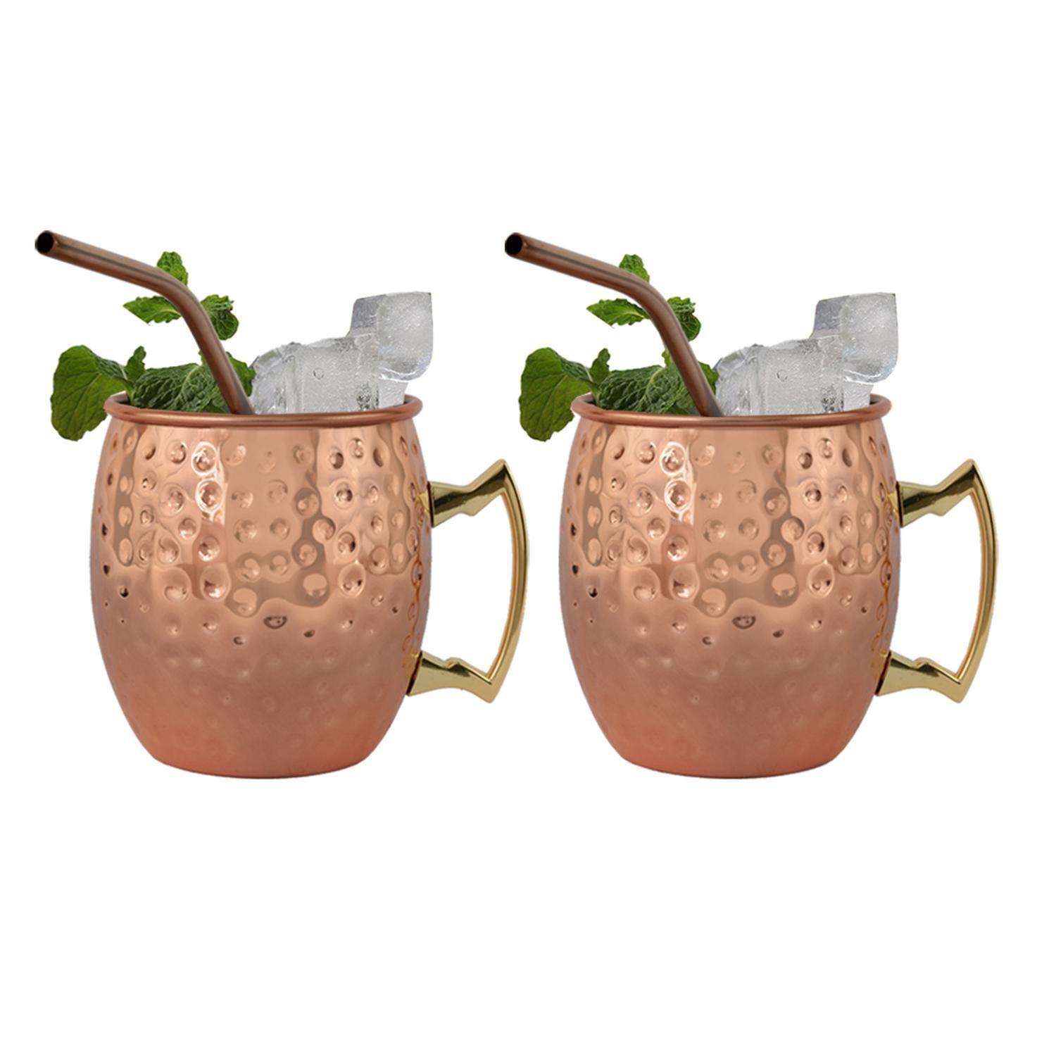Set 2 Vasos Moscow Mule Mug Cobre + Bombillas Simplit-2