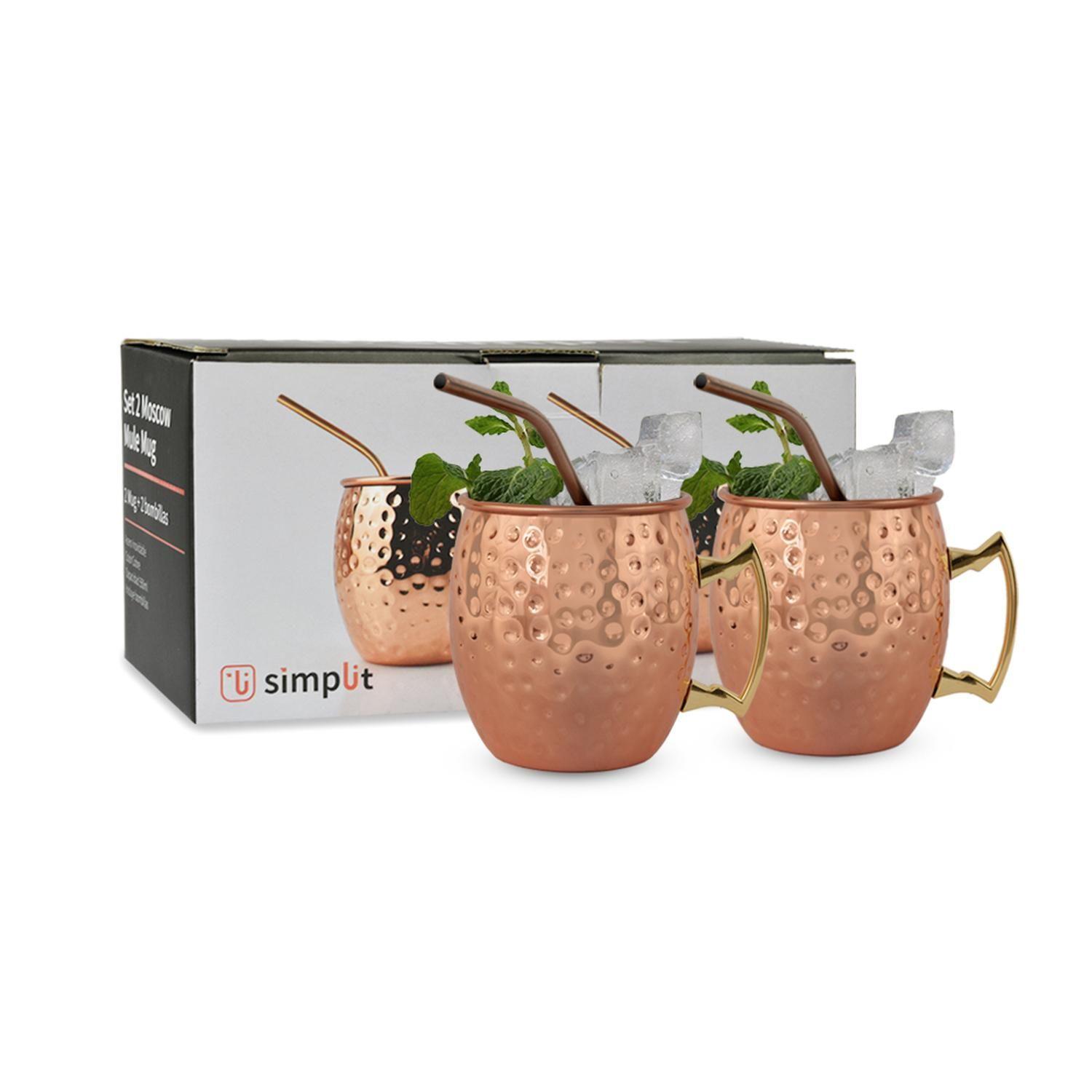 Set 2 Vasos Moscow Mule Mug Cobre + Bombillas Simplit-3