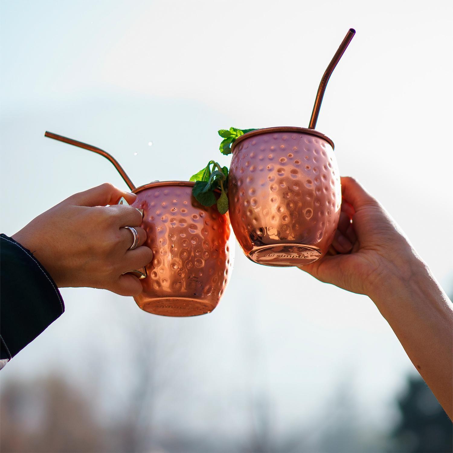 Set 2 Vasos Moscow Mule Mug Cobre + Bombillas Simplit-1