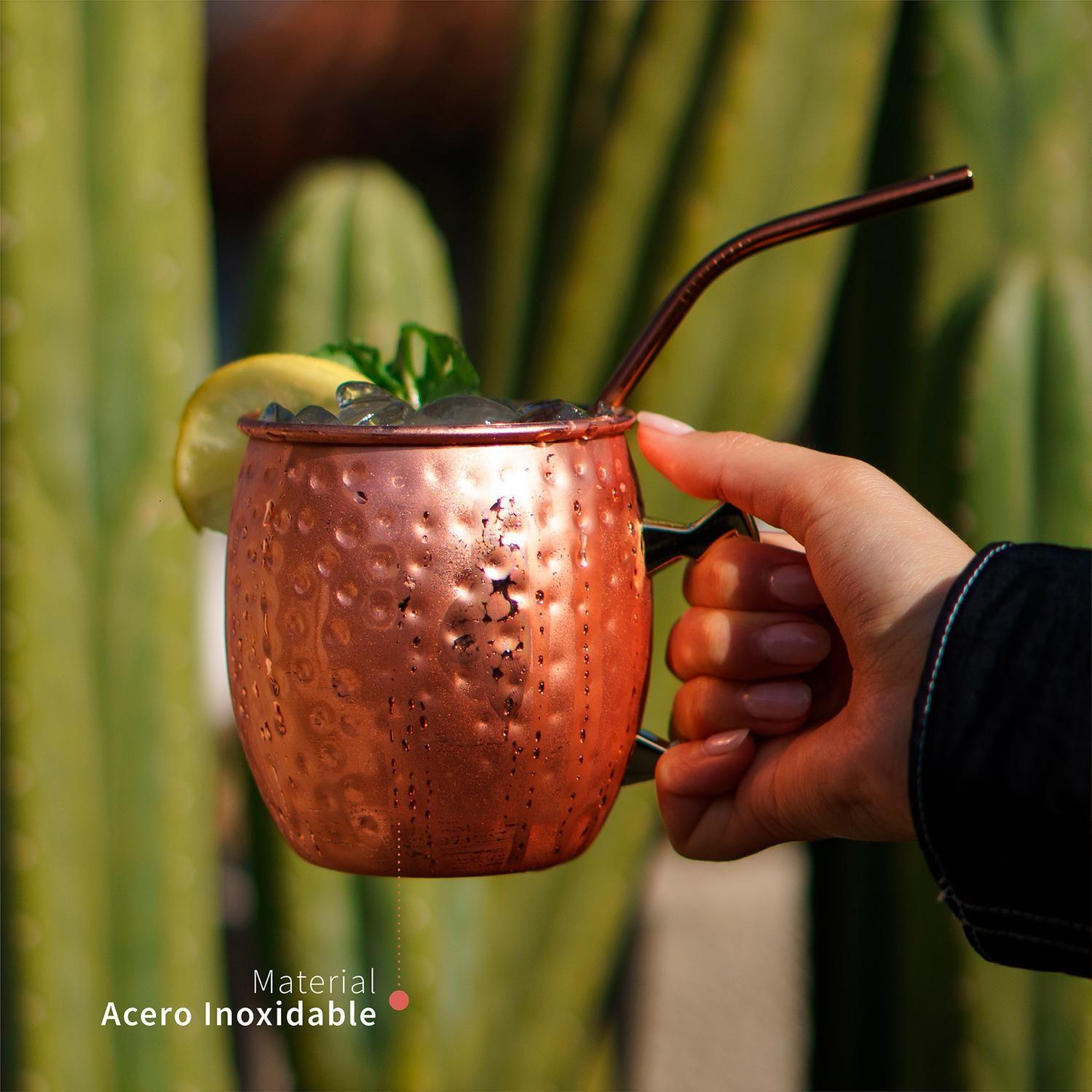 Set 2 Vasos Moscow Mule Mug Cobre + Bombillas Simplit-3