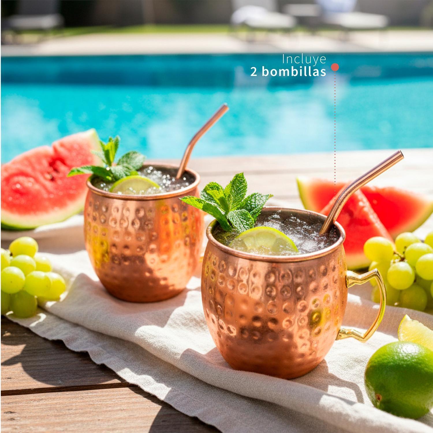 Set 2 Vasos Moscow Mule Mug Cobre + Bombillas Simplit-5