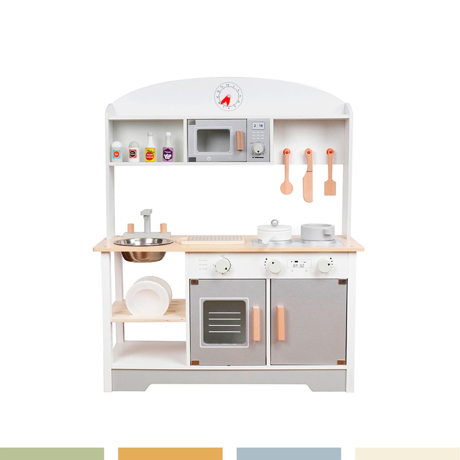 Cocina de Juguete Infantil Niños Madera 11 Accesorios Bandú-2