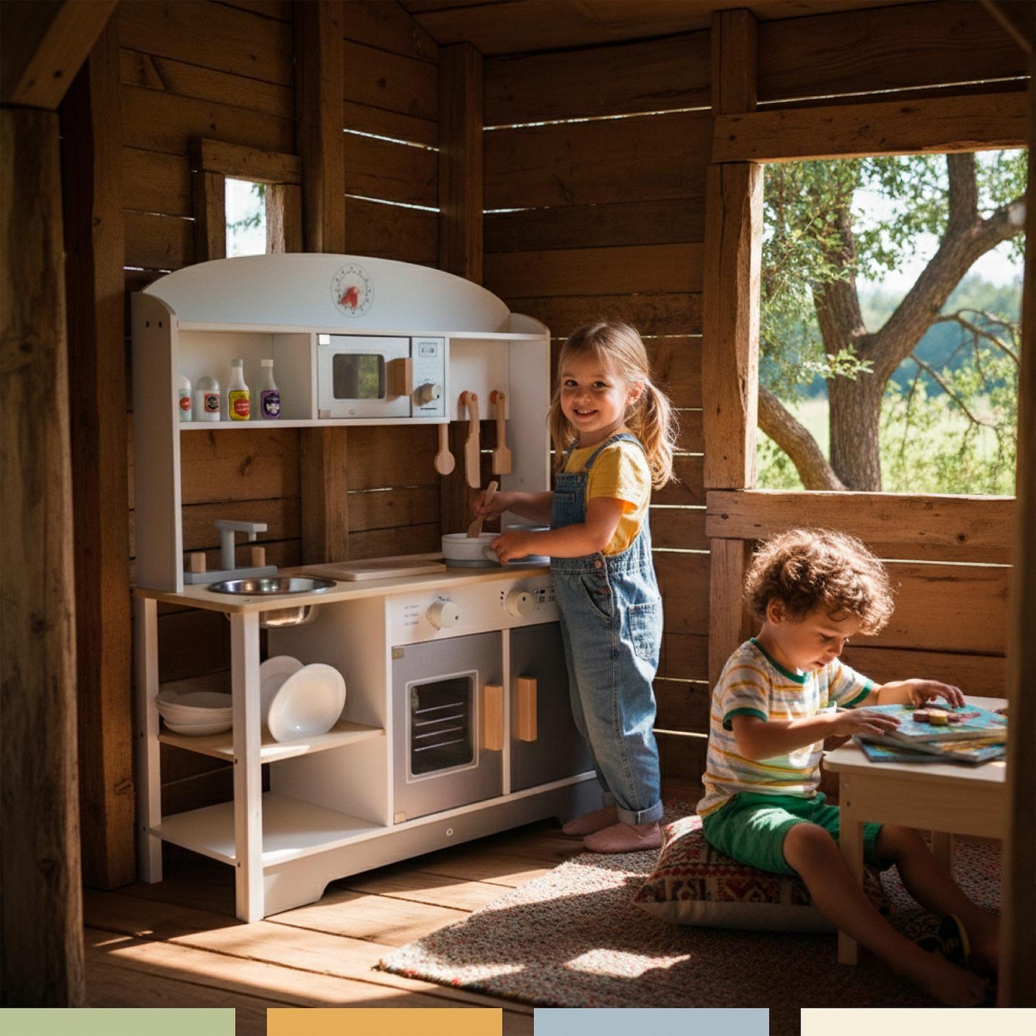 Cocina de Juguete Infantil Niños Madera 11 Accesorios Bandú-3