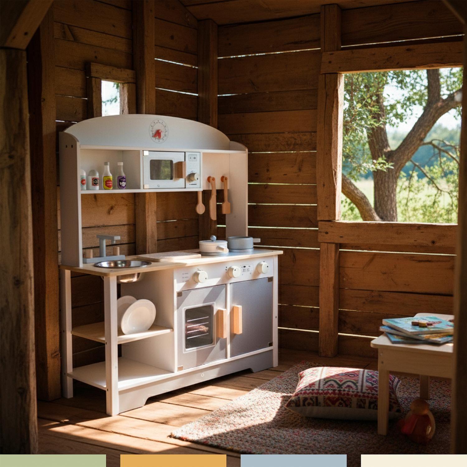 Cocina de Juguete Infantil Niños Madera 11 Accesorios Bandú-5