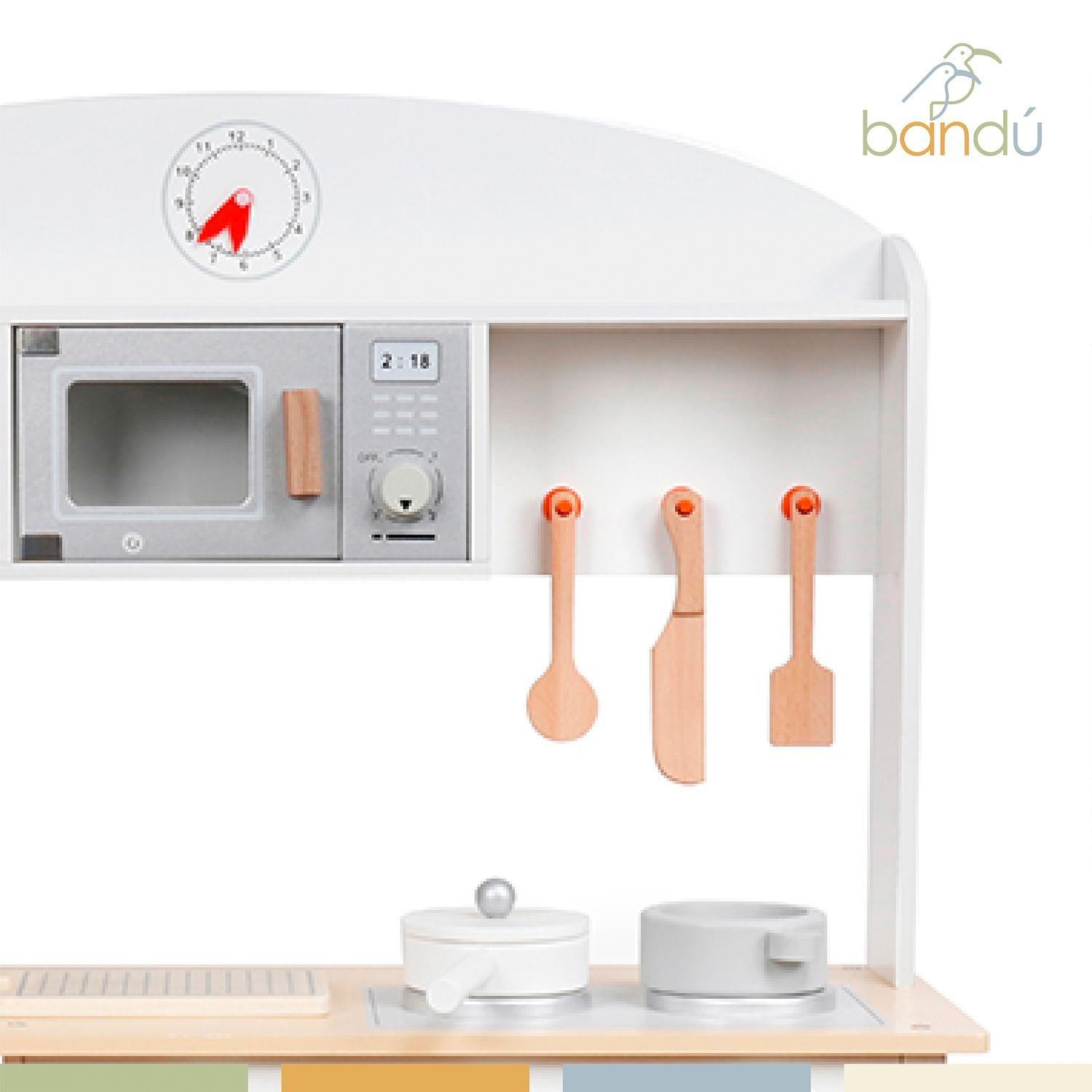 Cocina de Juguete Infantil Niños Madera 11 Accesorios Bandú-6