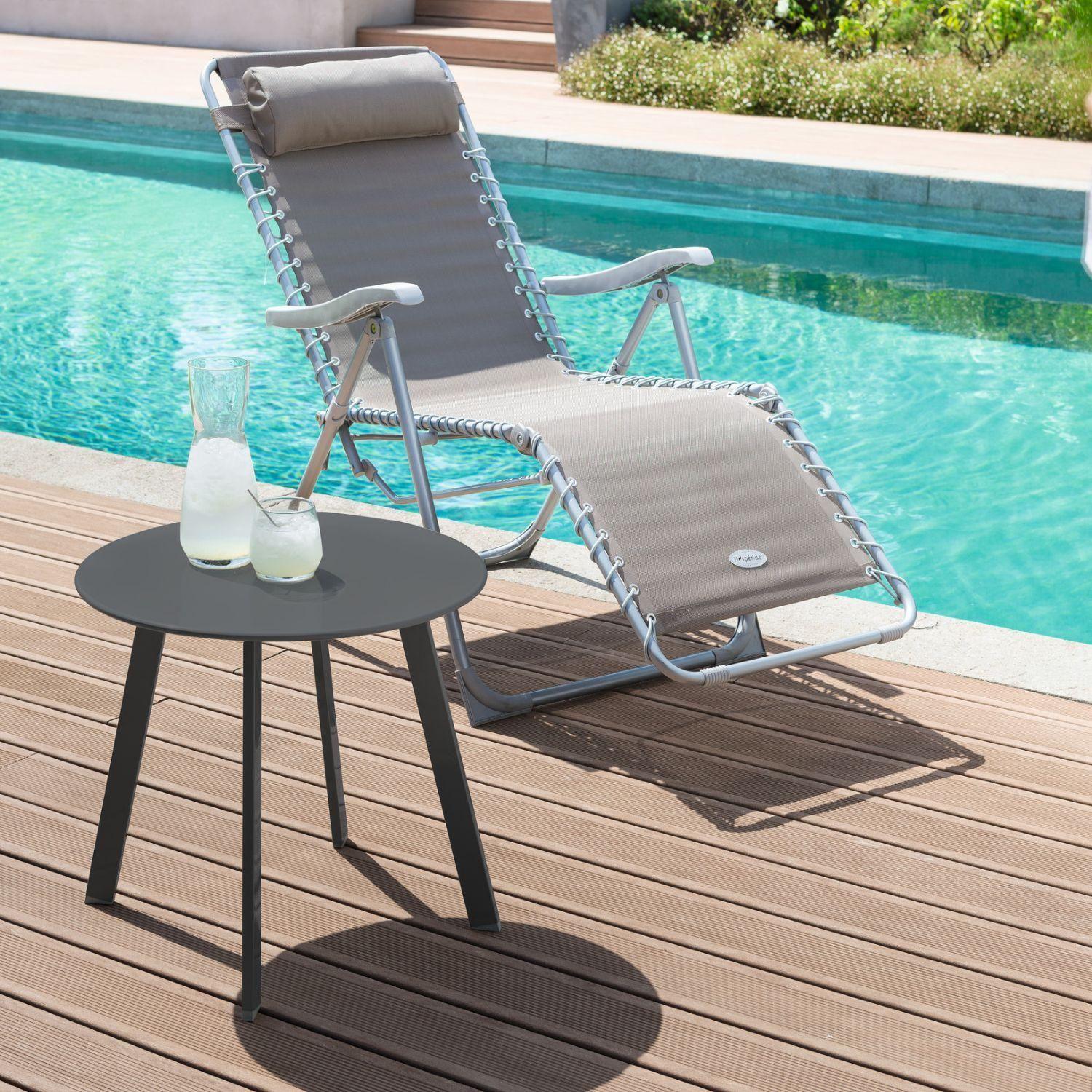 Mesa Terraza Redonda Metal Gráfito 70 X 40 cm Atmosphera-2