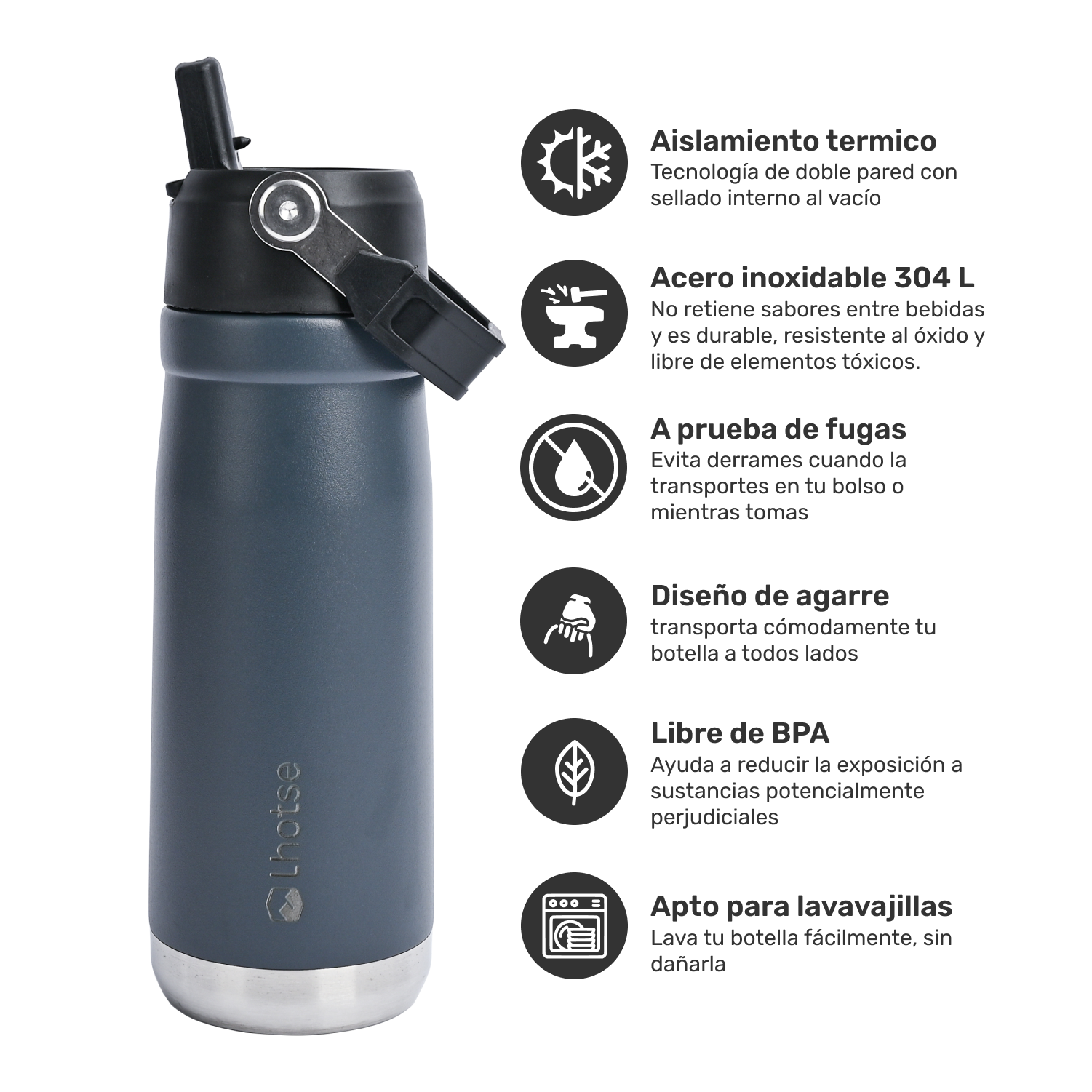 Botella Térmica Insulada Lhotse Adventure 650ml Black-1