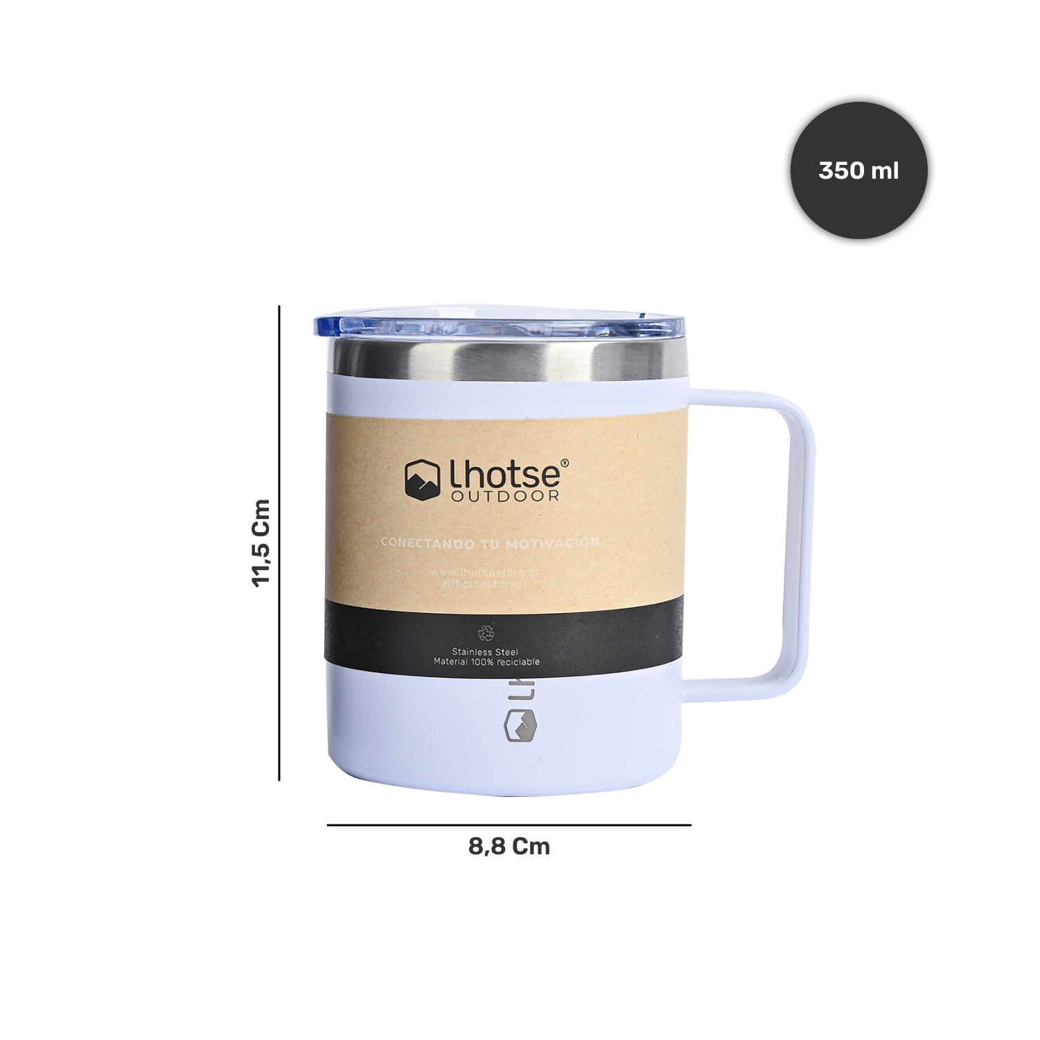 Taza Térmica Insulada Camping 350ml White-3