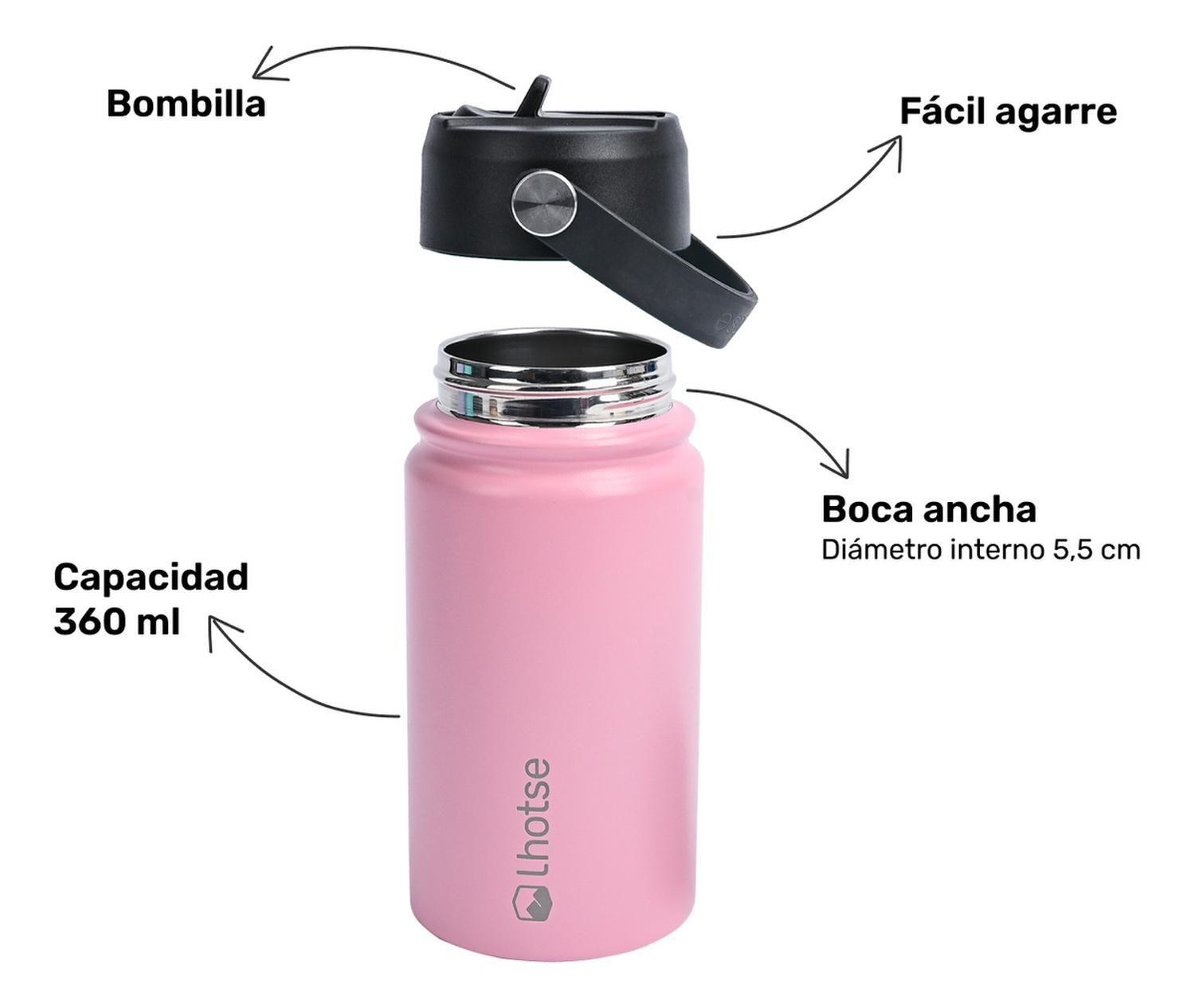 Botella Térmica Niño Hydro 360ml Rosado + 2 Tapas Lhotse-2