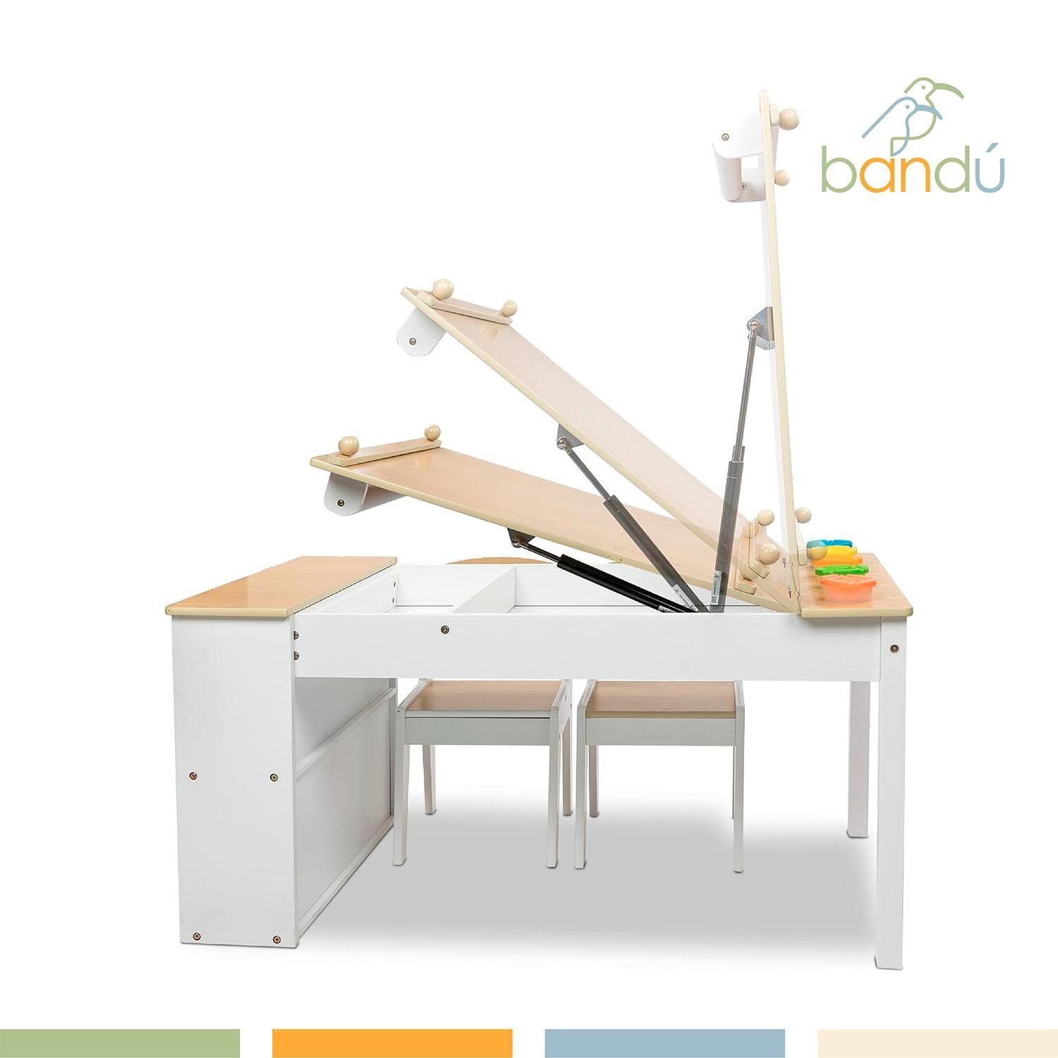 Set Mesa y 2 Sillas Infantil Madera con Cajones Bandú-3