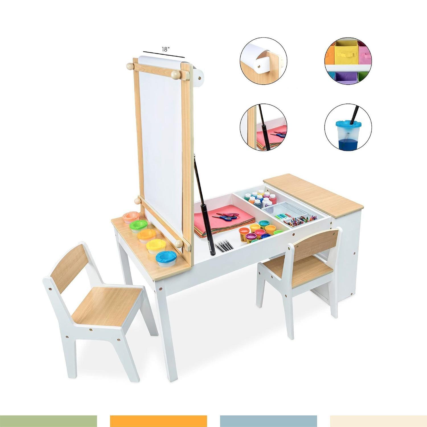 Set Mesa y 2 Sillas Infantil Madera con Cajones Bandú-4