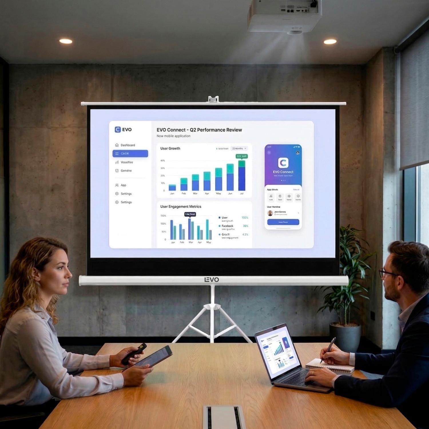 Proyector Portátil Orion 12000lm + Telón 100" LEVO-6