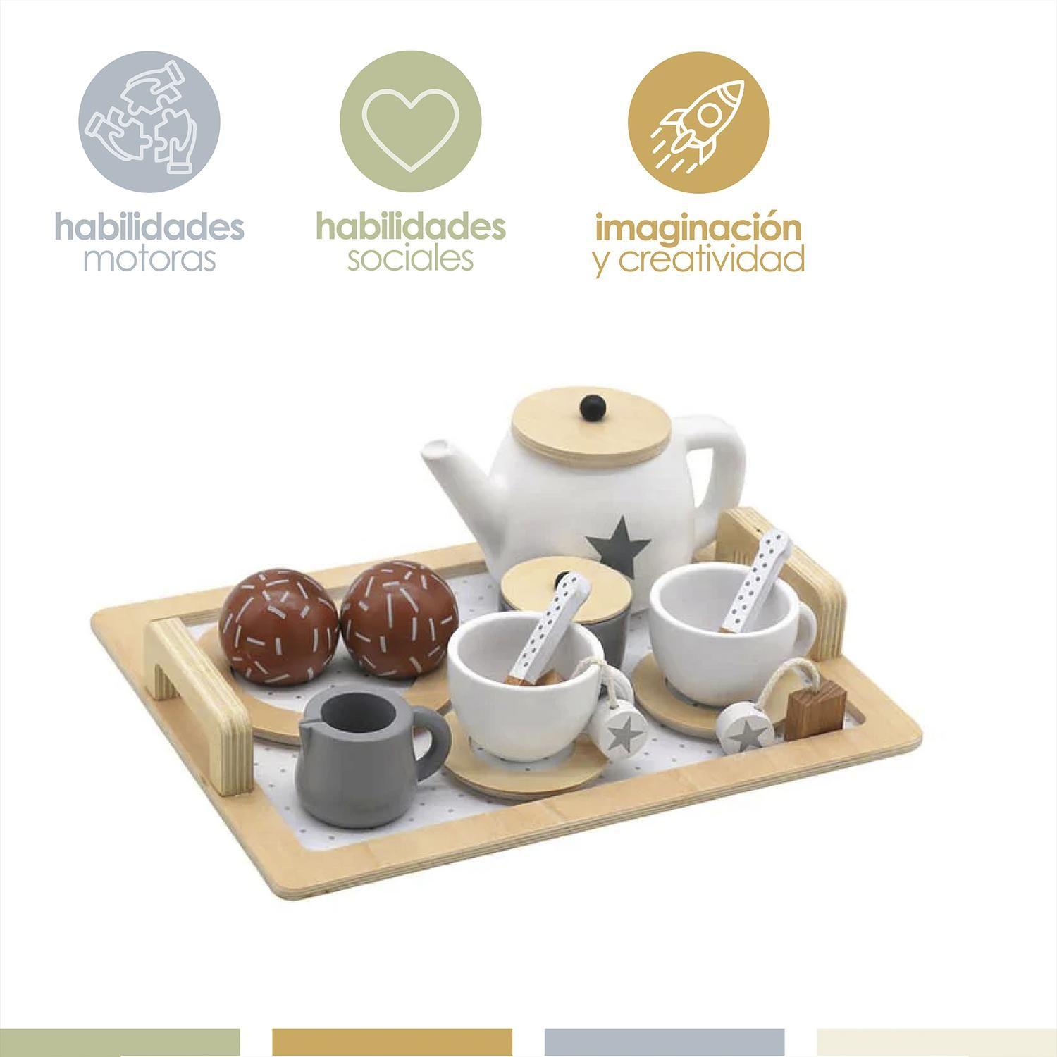 Set Juego Tazas De Té Juguete Didáctico 16pcs Madera Bandú-2