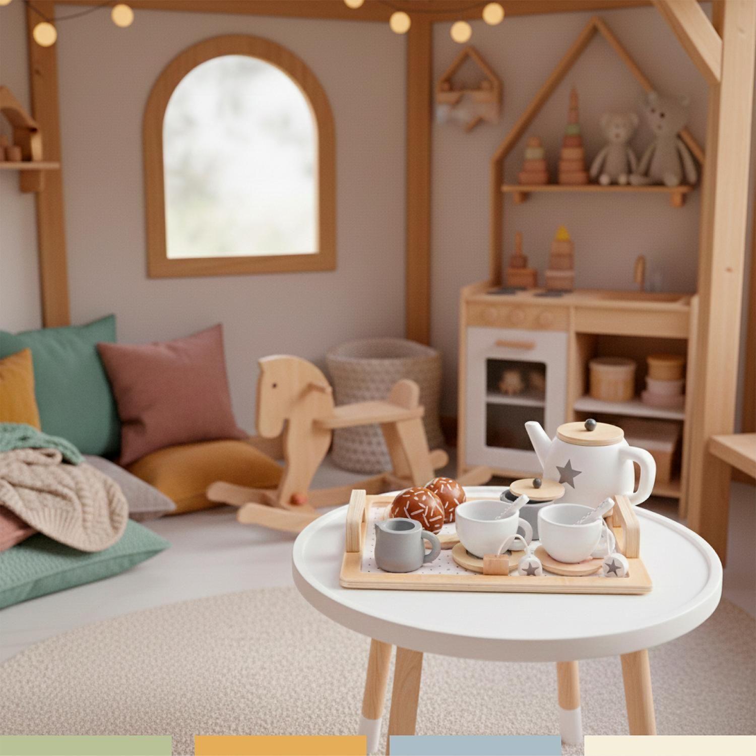 Set Juego Tazas De Té Juguete Didáctico 16pcs Madera Bandú-4