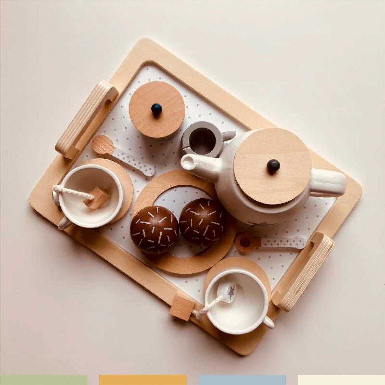 Set Juego Tazas De Té Juguete Didáctico 16pcs Madera Bandú-5