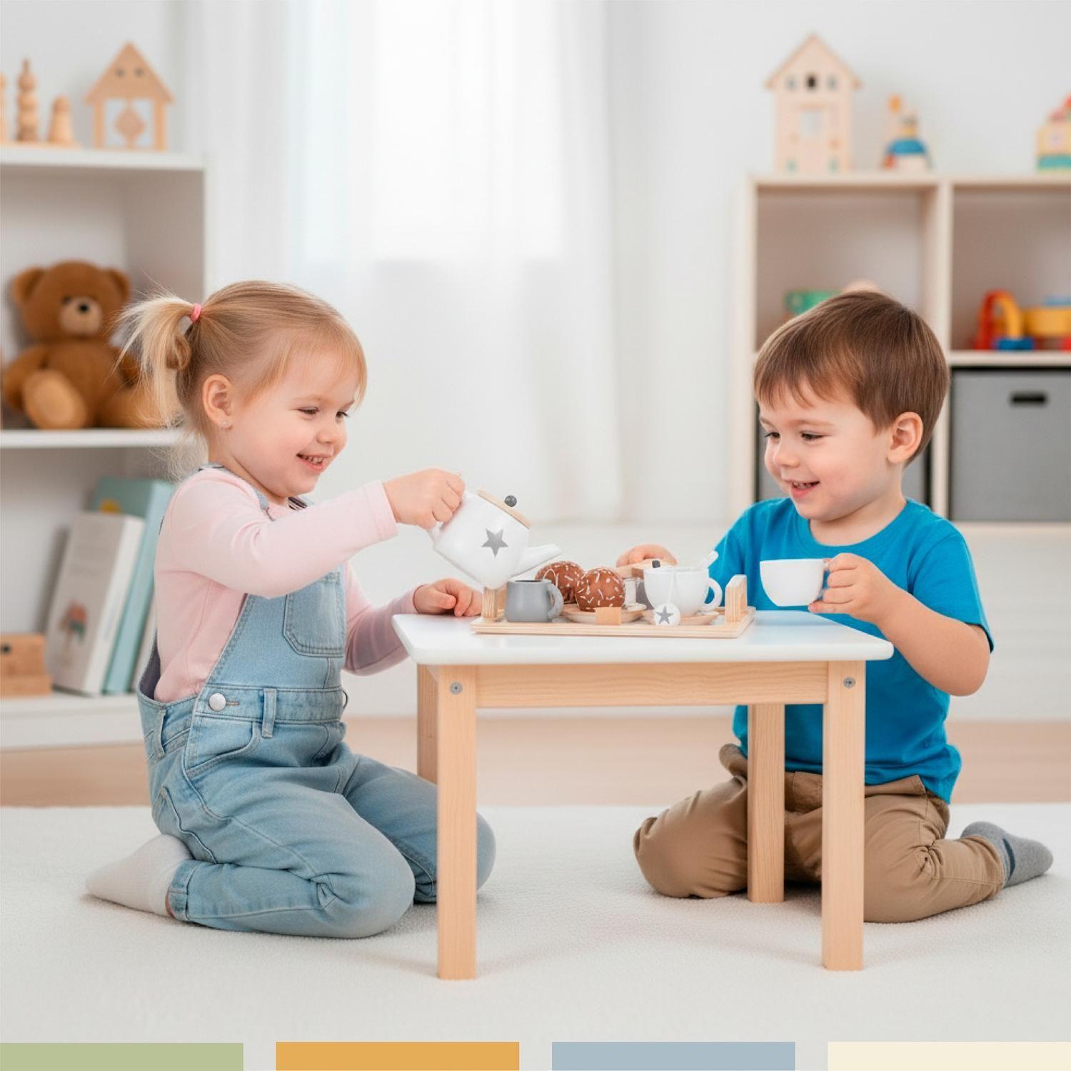 Set Juego Tazas De Té Juguete Didáctico 16pcs Madera Bandú-6