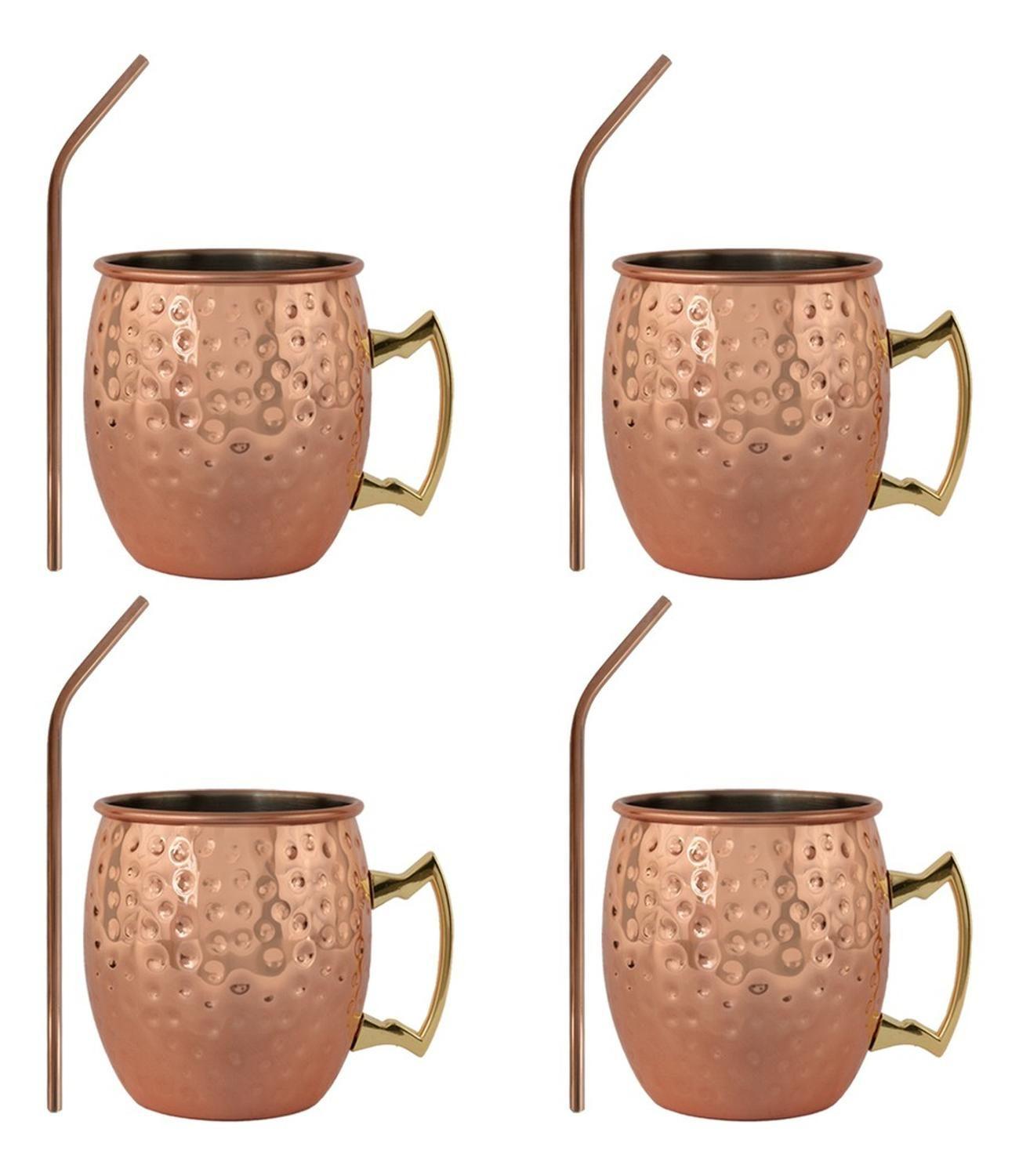 Set 4 Vasos Moscow Mule Mug Cobre + Bombillas Simplit-6