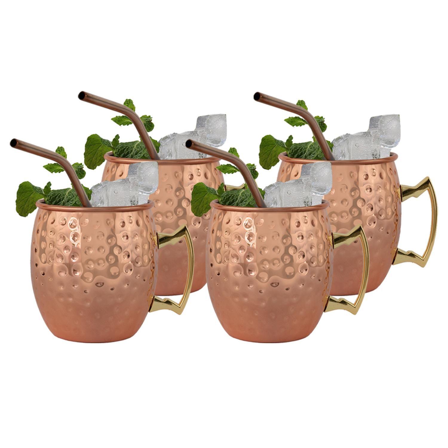 Set 4 Vasos Moscow Mule Mug Cobre + Bombillas Simplit-2