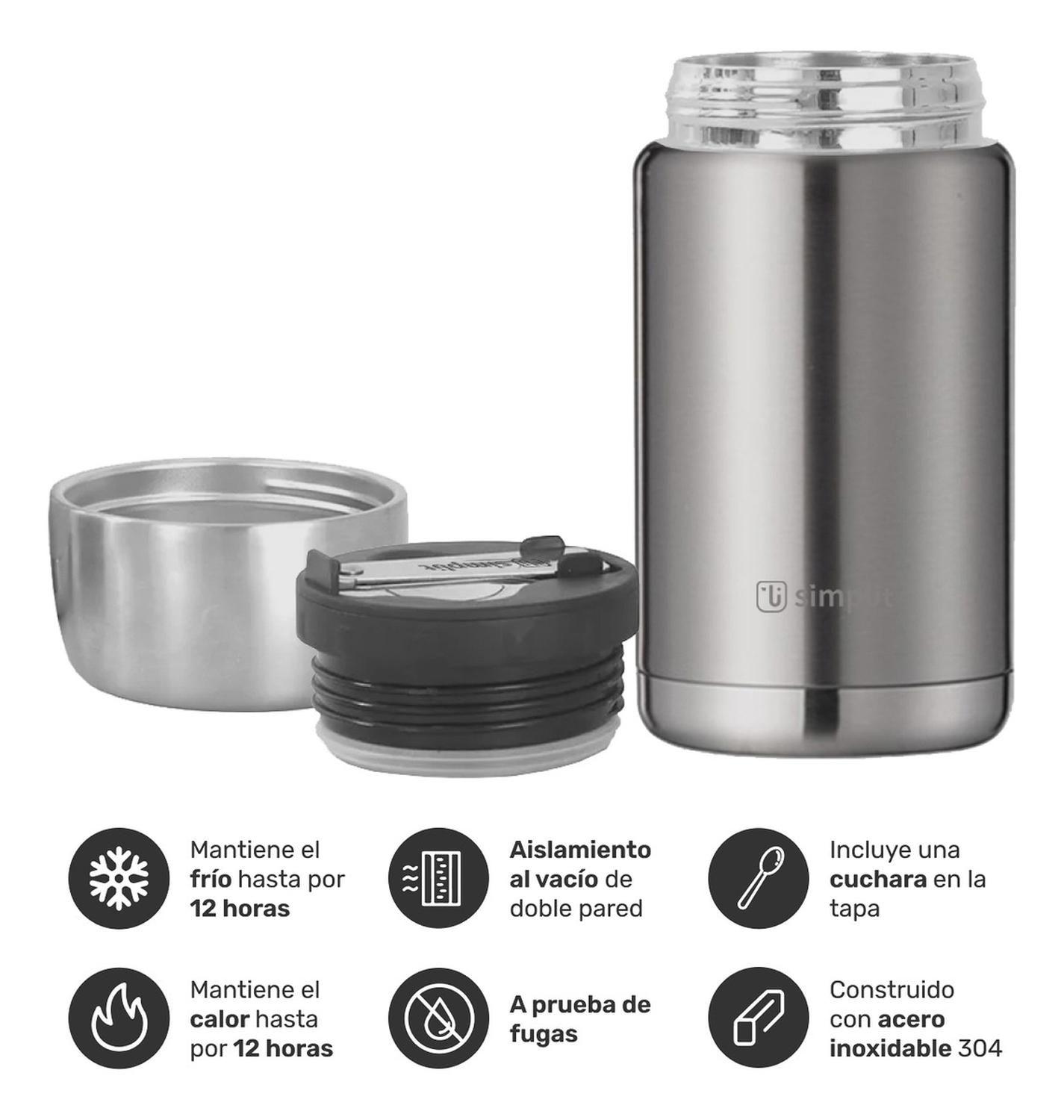 Termo de Comida Insulado Acero Inox 750 ml Gris Simplit-2