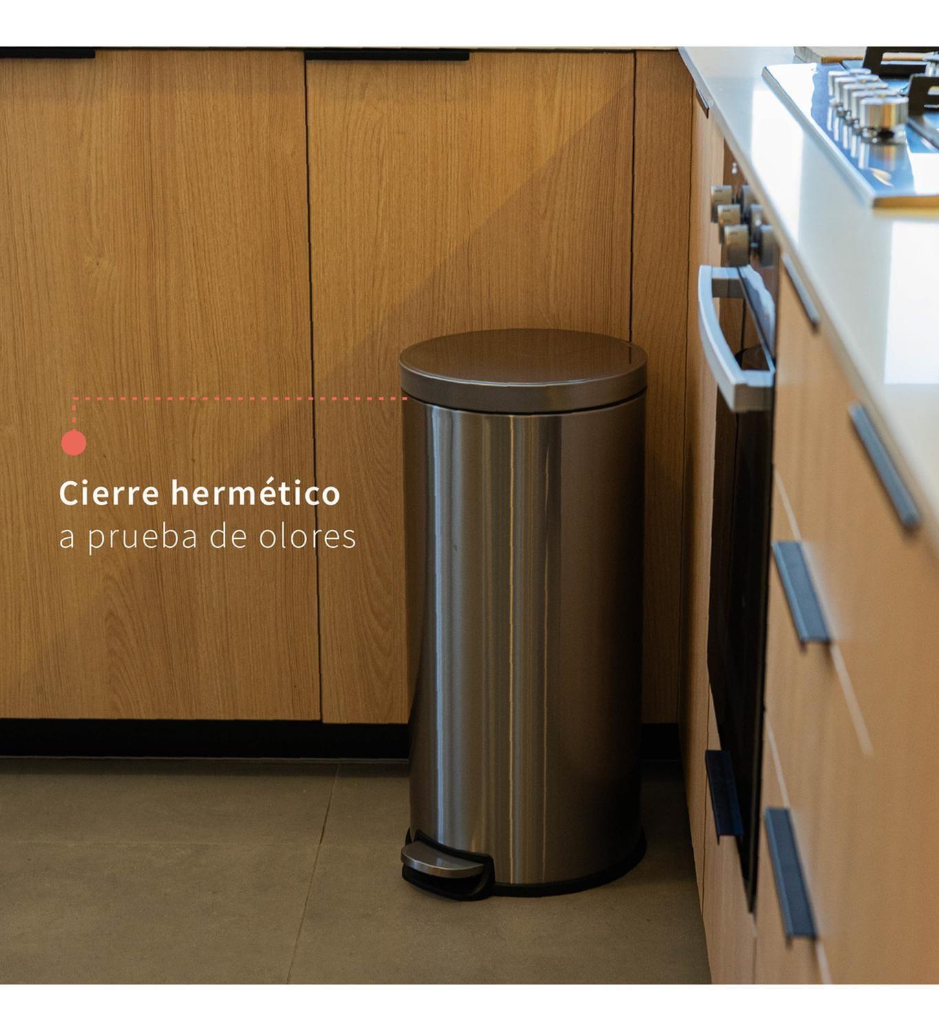 Basurero Cocina Urban 30lts Pedal Acero Inox Simplit-5