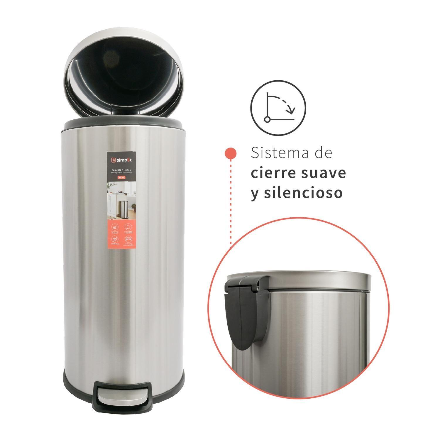 Basurero Cocina Urban 30lts Pedal Acero Inox Simplit-2