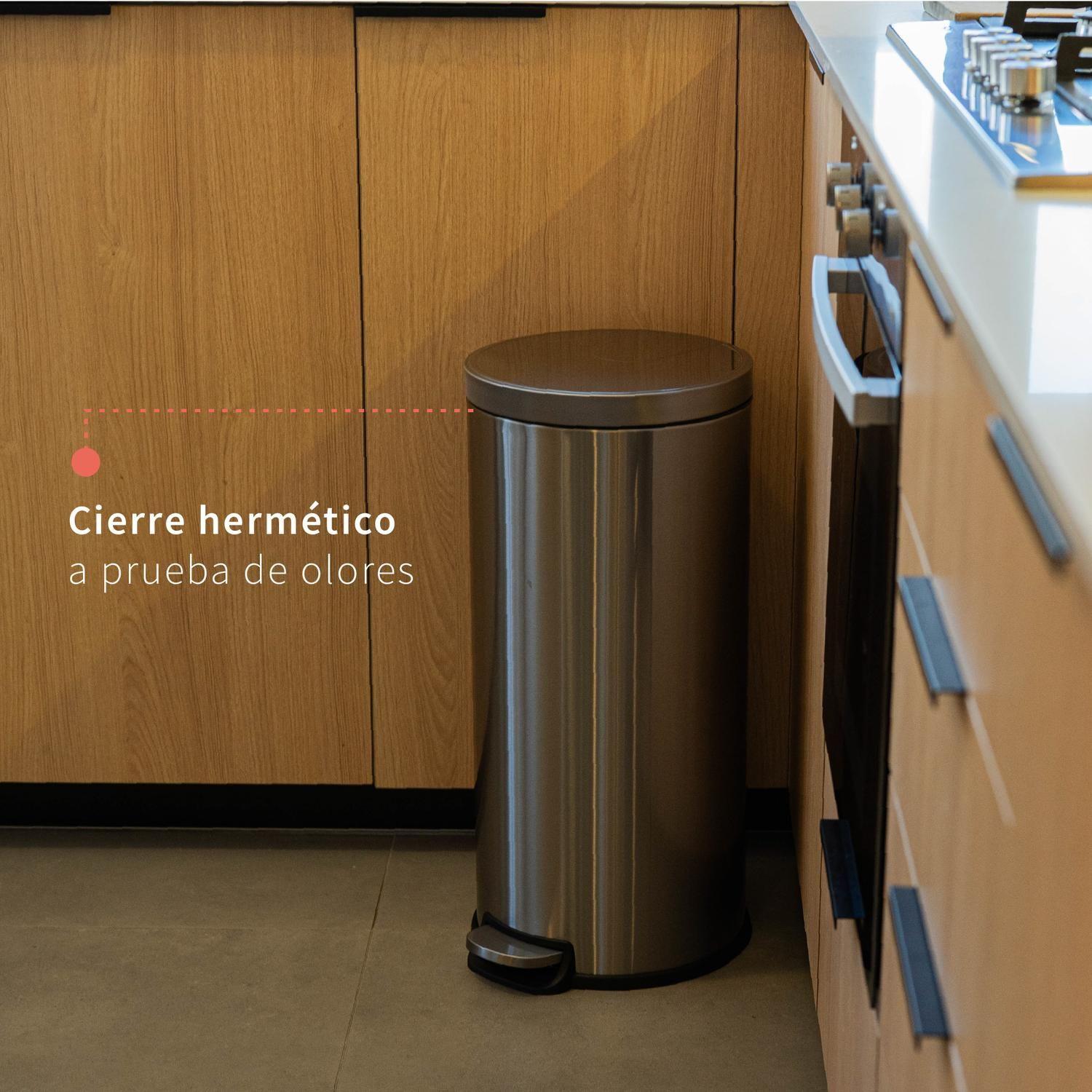 Basurero Cocina Urban 30lts Pedal Acero Inox Simplit-5
