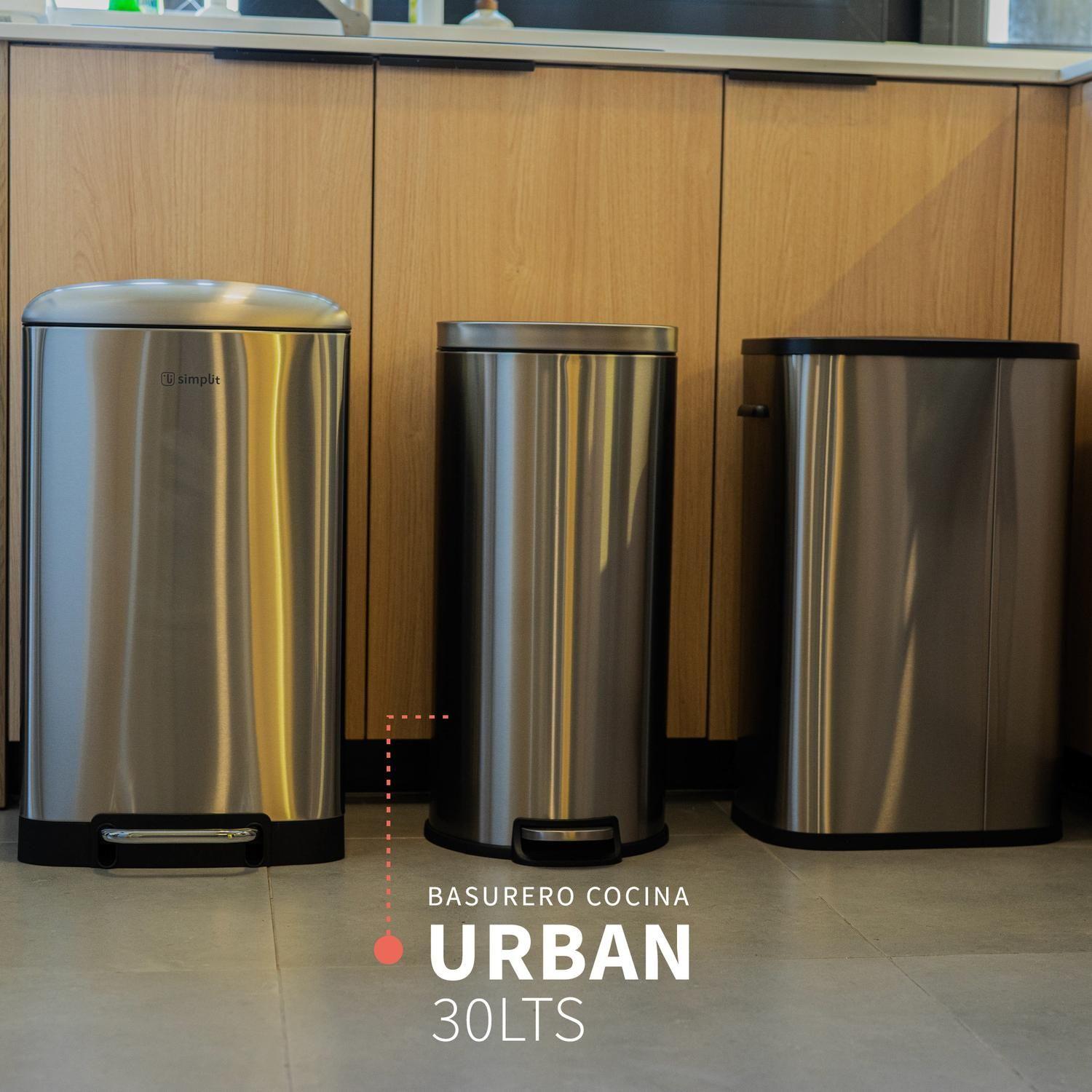 Basurero Cocina Urban 30lts Pedal Acero Inox Simplit-7