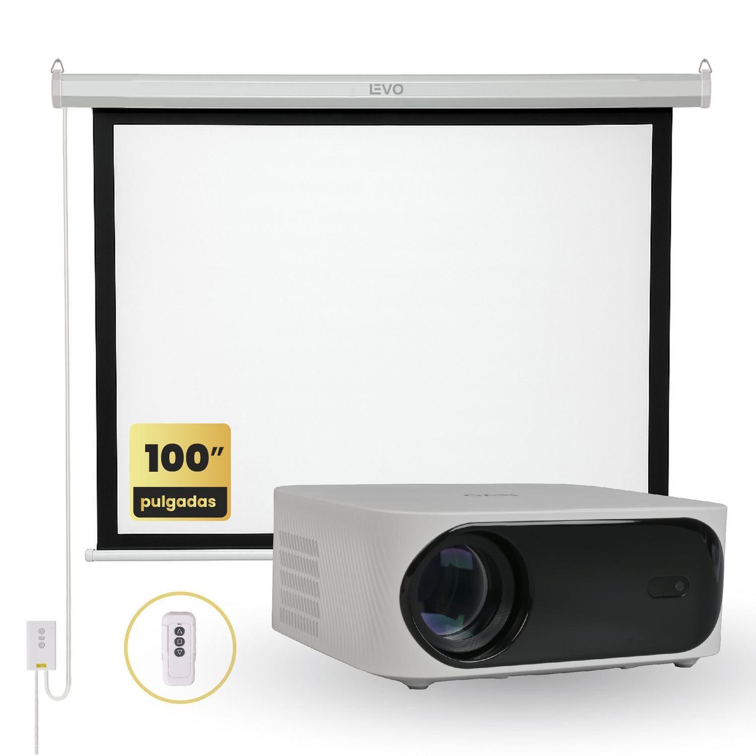 Proyector Portatil Orion 12000lm + Telón 100" Eléctrico LEVO-4