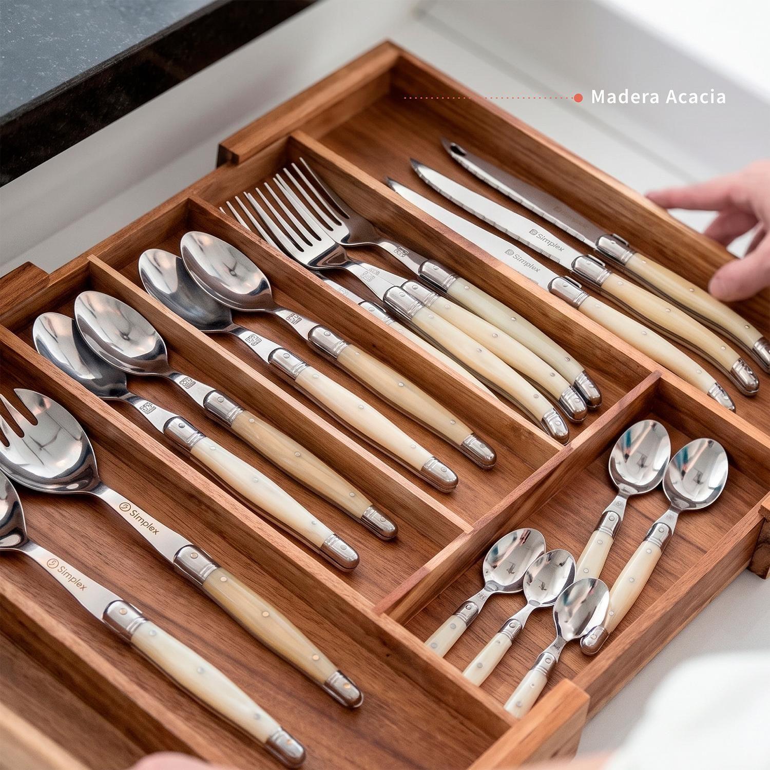 Organizador Cubiertos Expandible Madera Acasia Oslo Simplit-4