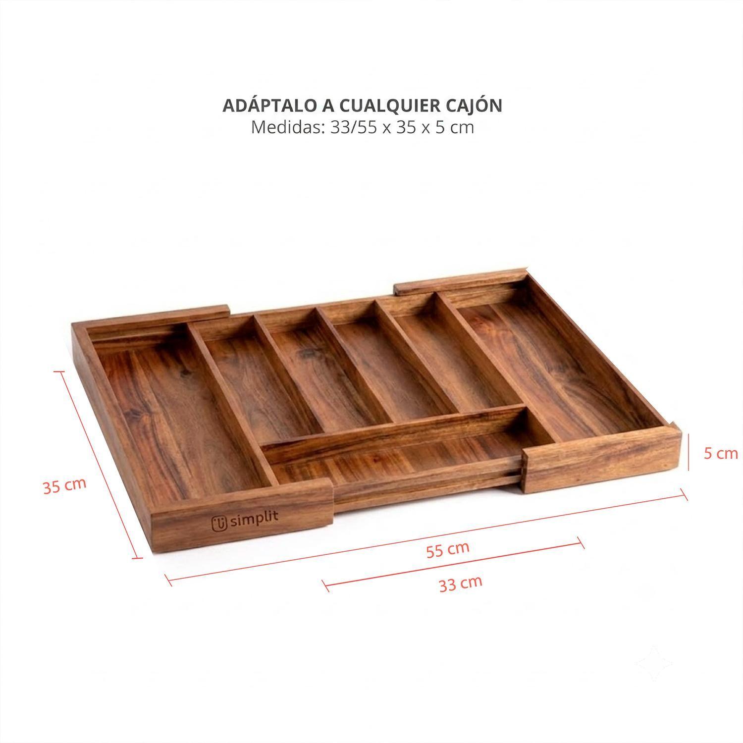 Organizador Cubiertos Expandible Madera Acasia Oslo Simplit-2