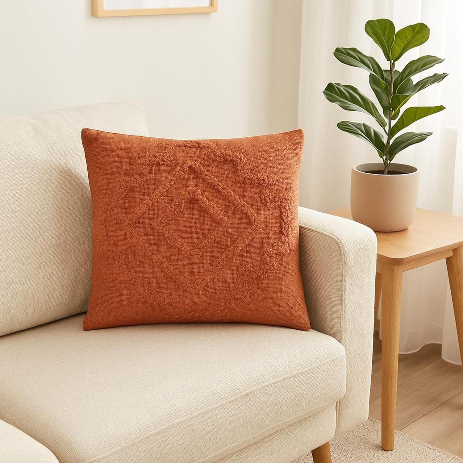 Cojín Decorativo Diseño Inca Algodón y Poliéster Atmosphera Terracota-4