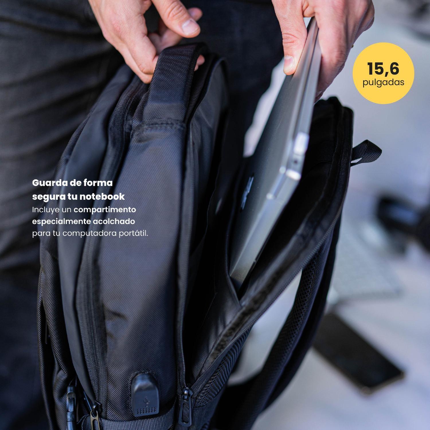 Mochila de viaje Notebook WOLF Negra 15,6" LEVO-3